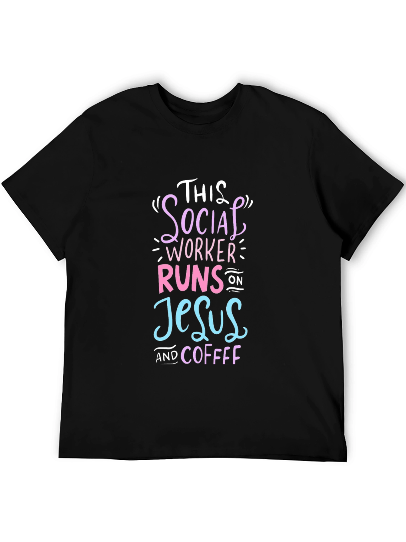 Black Social Worker Runs on Jesus and Coffee T-Shirt view 5