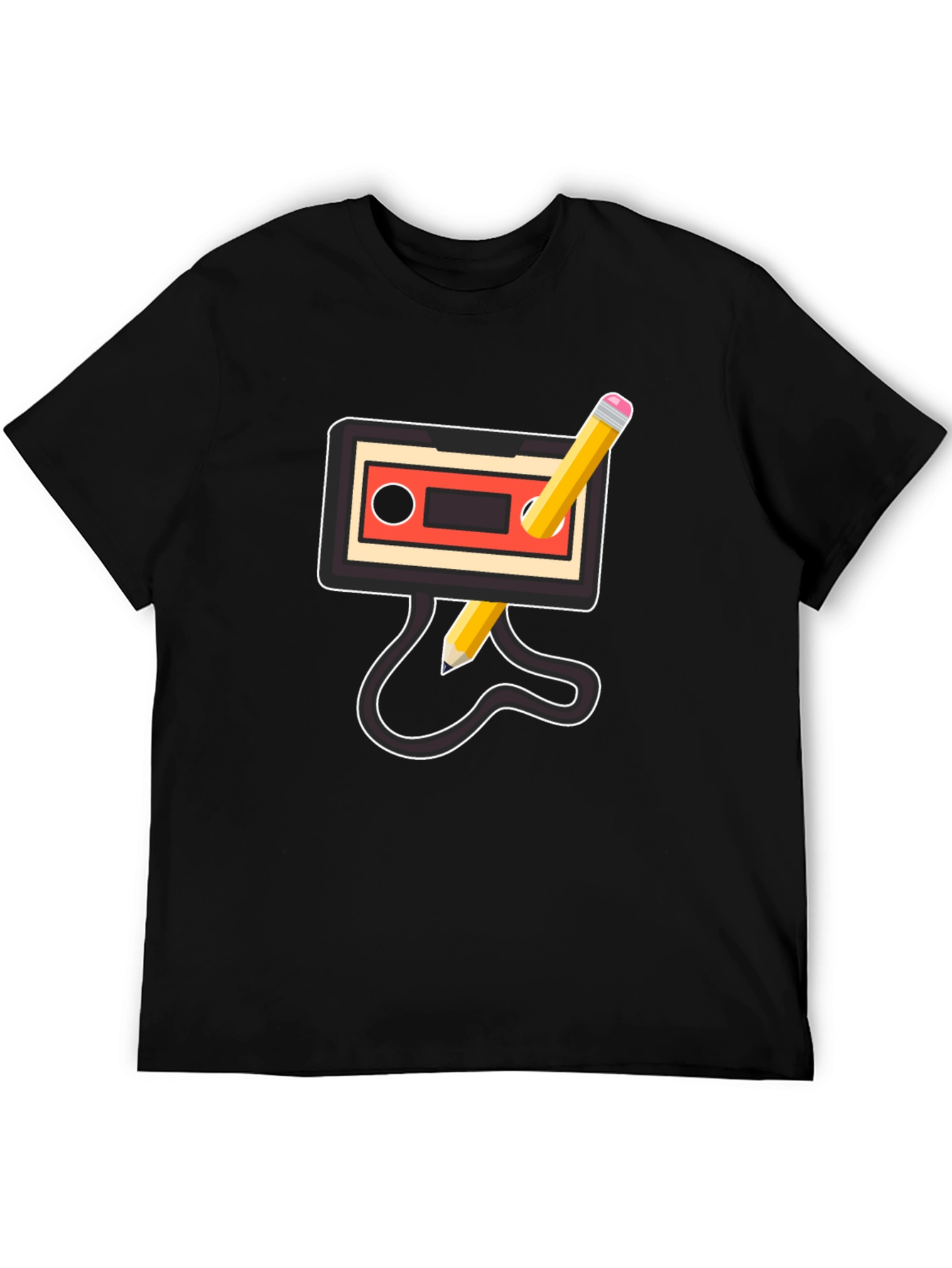 Black Retro Mixtape Pencil T-Shirt view 5