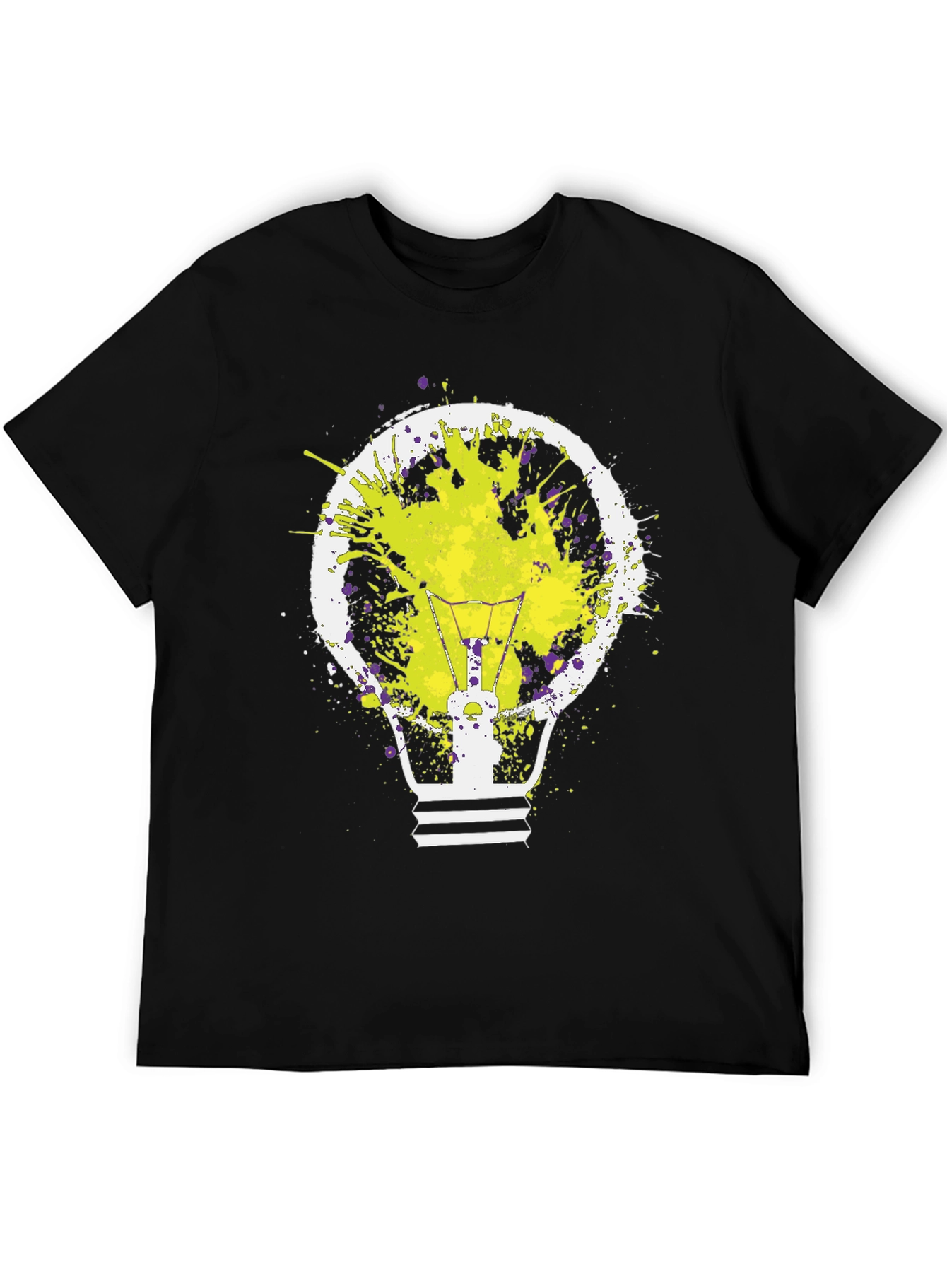Black Idea Bulb Splatter Graphic Tee - Men's Black T-Shirt view 5