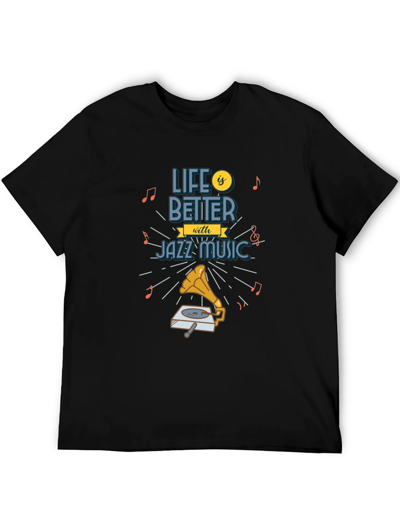 Black Life is Better With Jazz Music Graphic T-Shirt view 5
