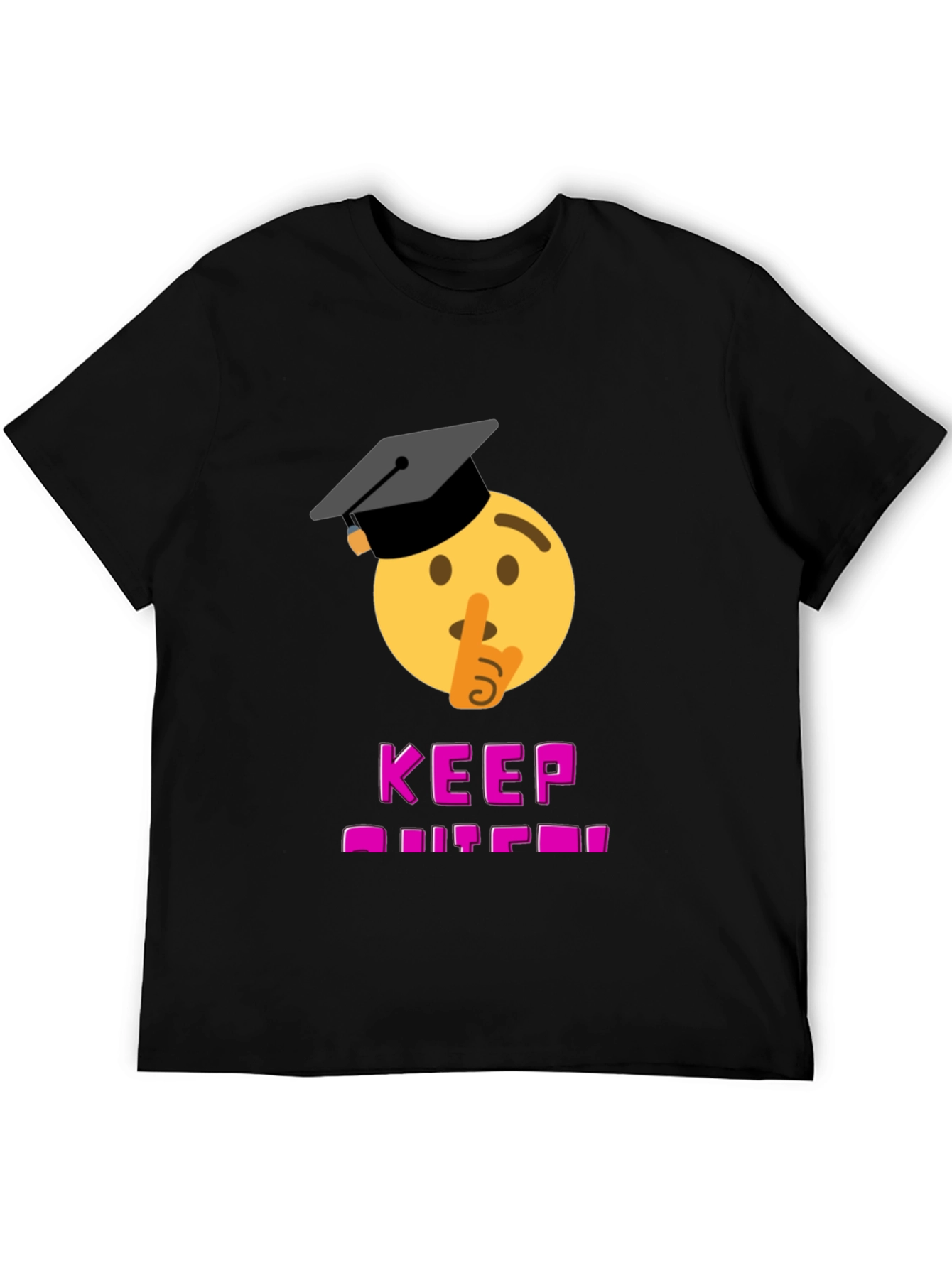 Black Keep Quiet Graduate Emoji T-Shirt - Black view 5