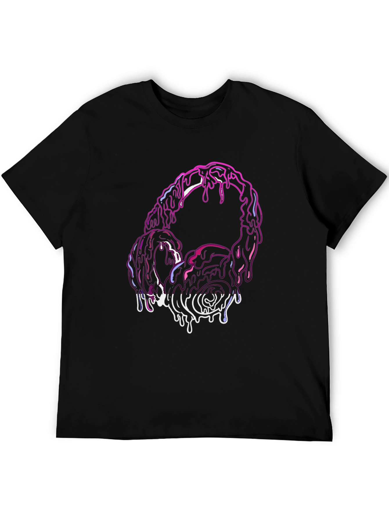 Black Melting Headphones Graphic Tee - Black Cotton Blend view 5