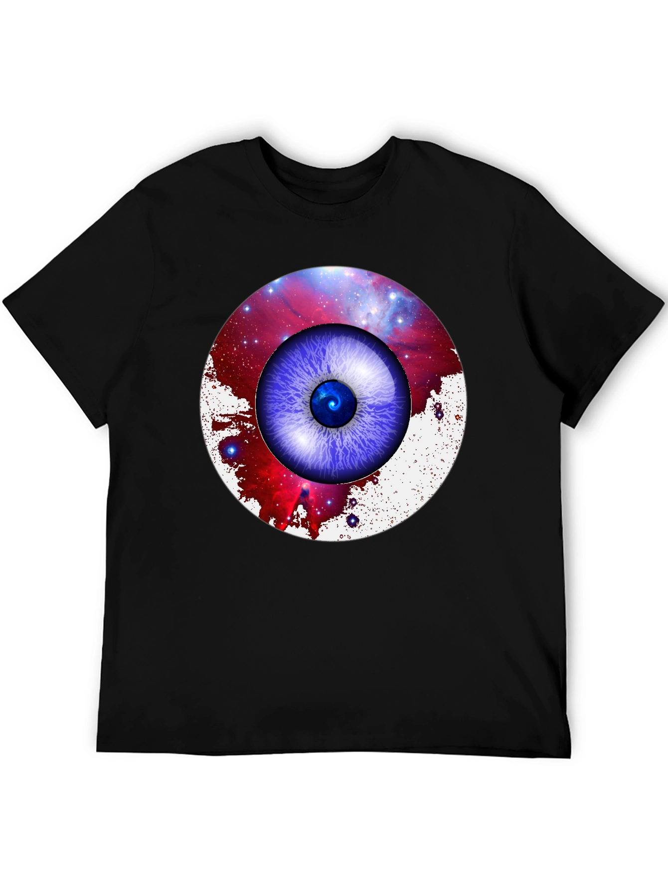 Black Galaxy Eye Graphic Print Crew Neck T-Shirt view 5