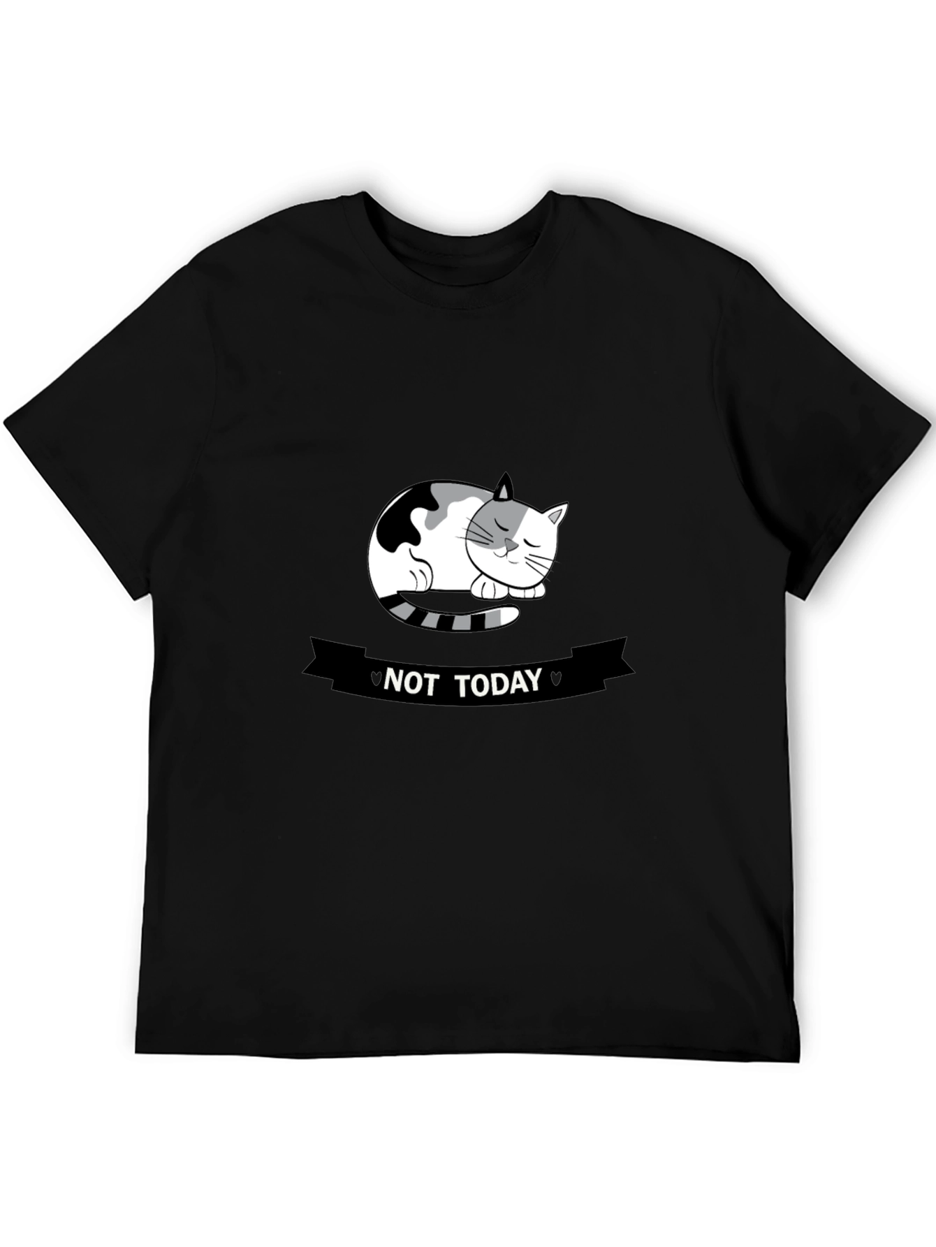Black Not Today Cat Graphic Tee - Black view 5