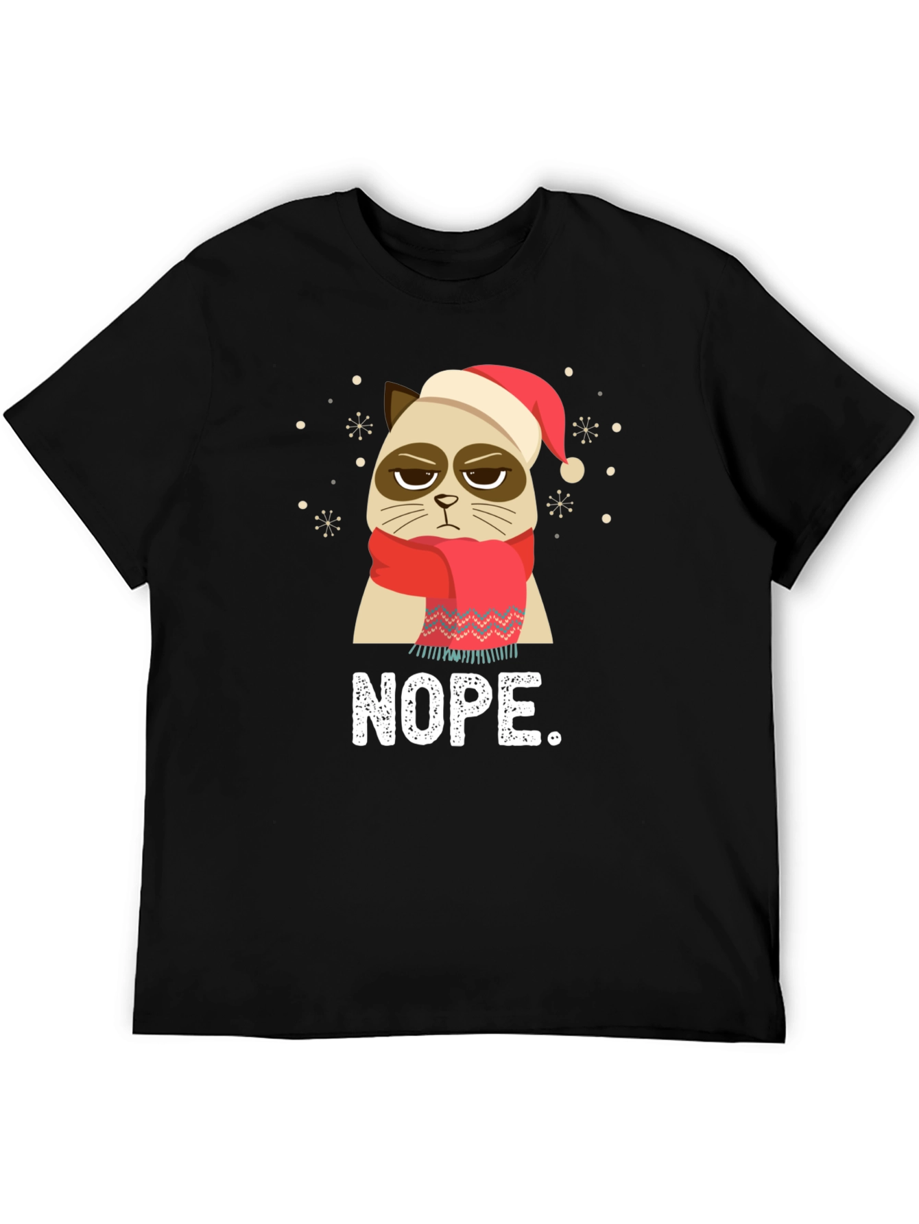 Black Grumpy Cat NOPE Christmas T-Shirt view 5