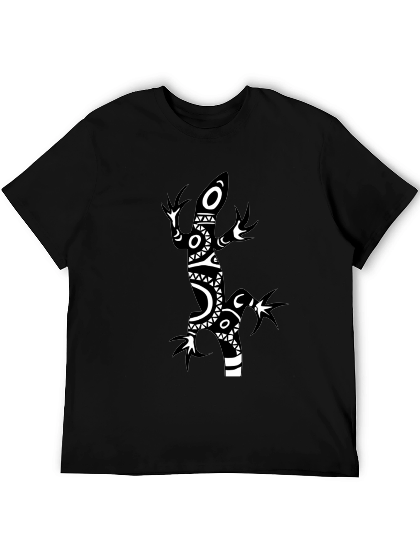 Black Tribal Lizard Black T-Shirt view 5