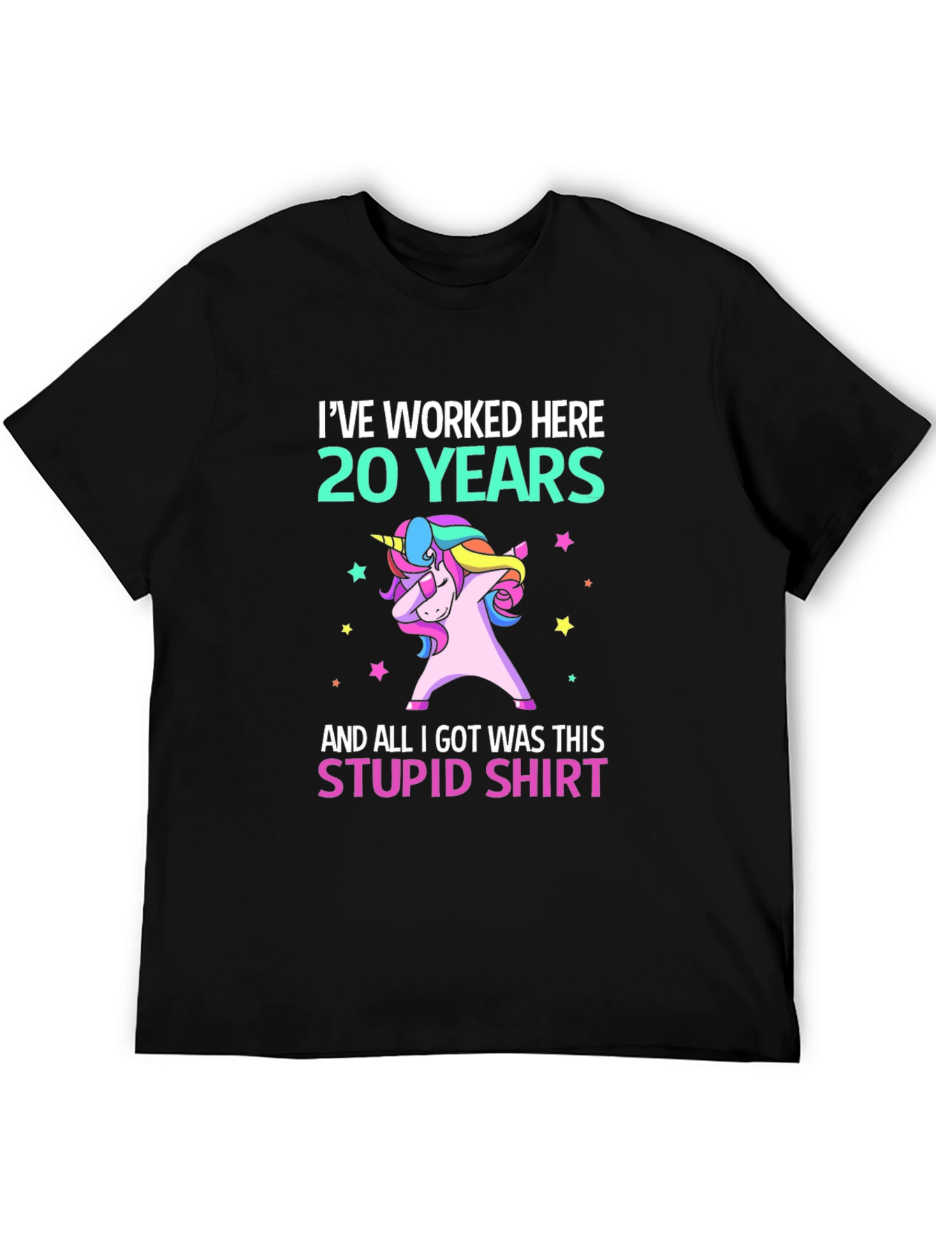 Black I've Worked Here 20 Years Unicorn T-Shirt view 5