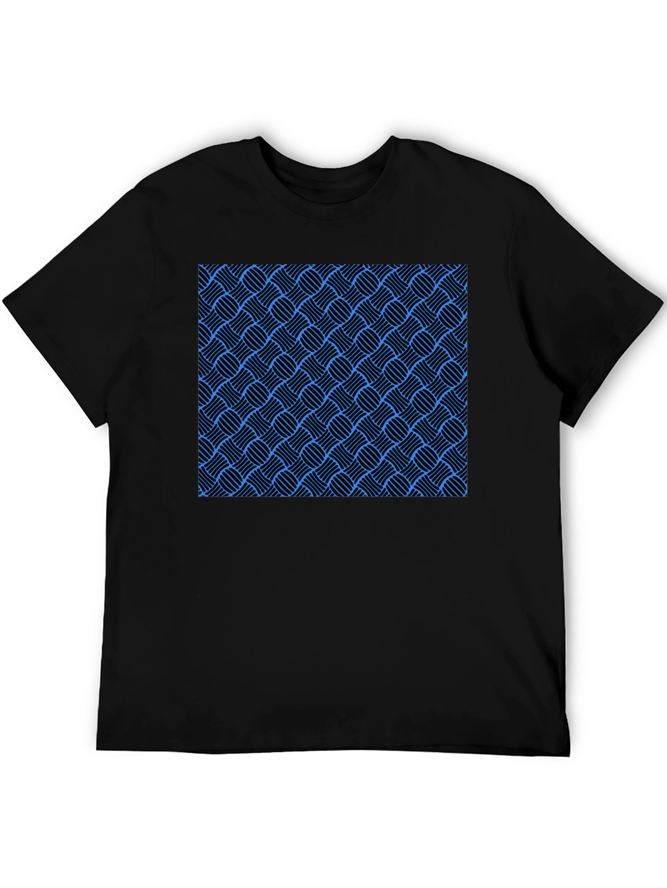 Black Stylish Black T-Shirt with Blue Weave Pattern view 5