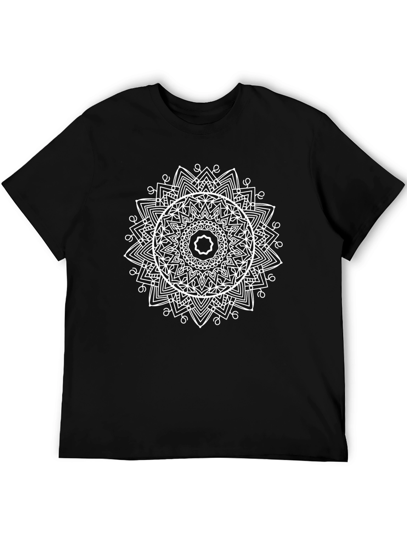 Black Mandala Graphic Print Crew Neck T-Shirt view 5