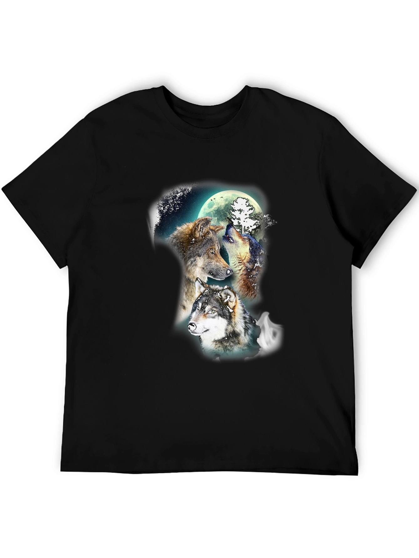 Black Wolf Moon T-Shirt - Men's Graphic Tee view 5