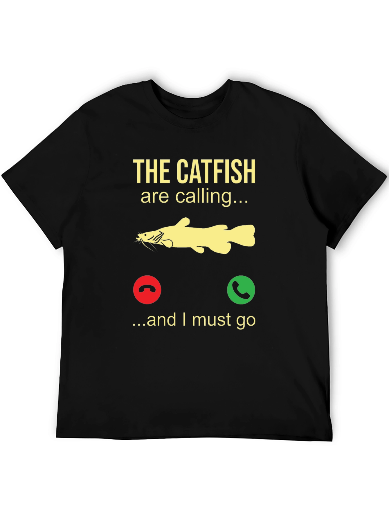 Black Catfish Calling T-Shirt - Fishing Humor Tee view 5