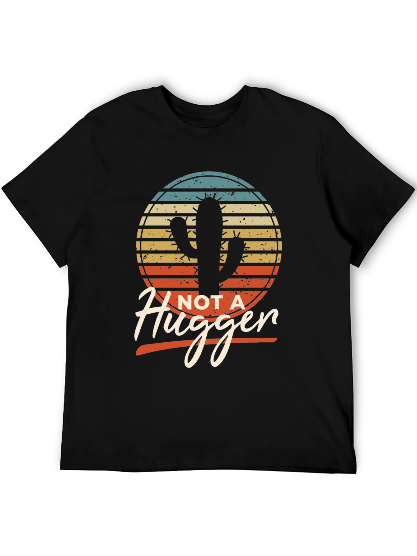 Black Not a Hugger Cactus T-Shirt - Funny Graphic Tee view 5