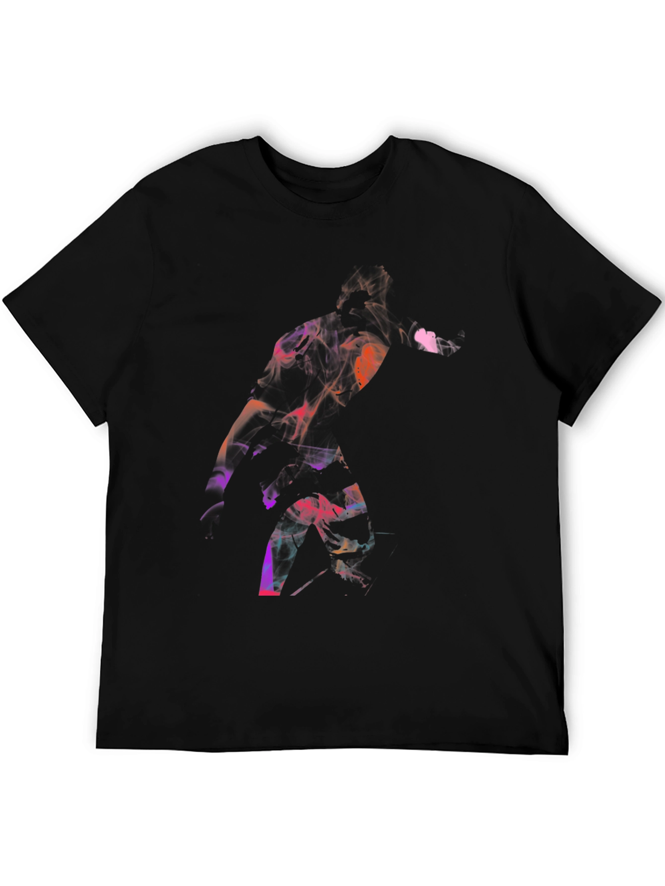 Black Abstract Smoke Graphic Black T-Shirt view 5