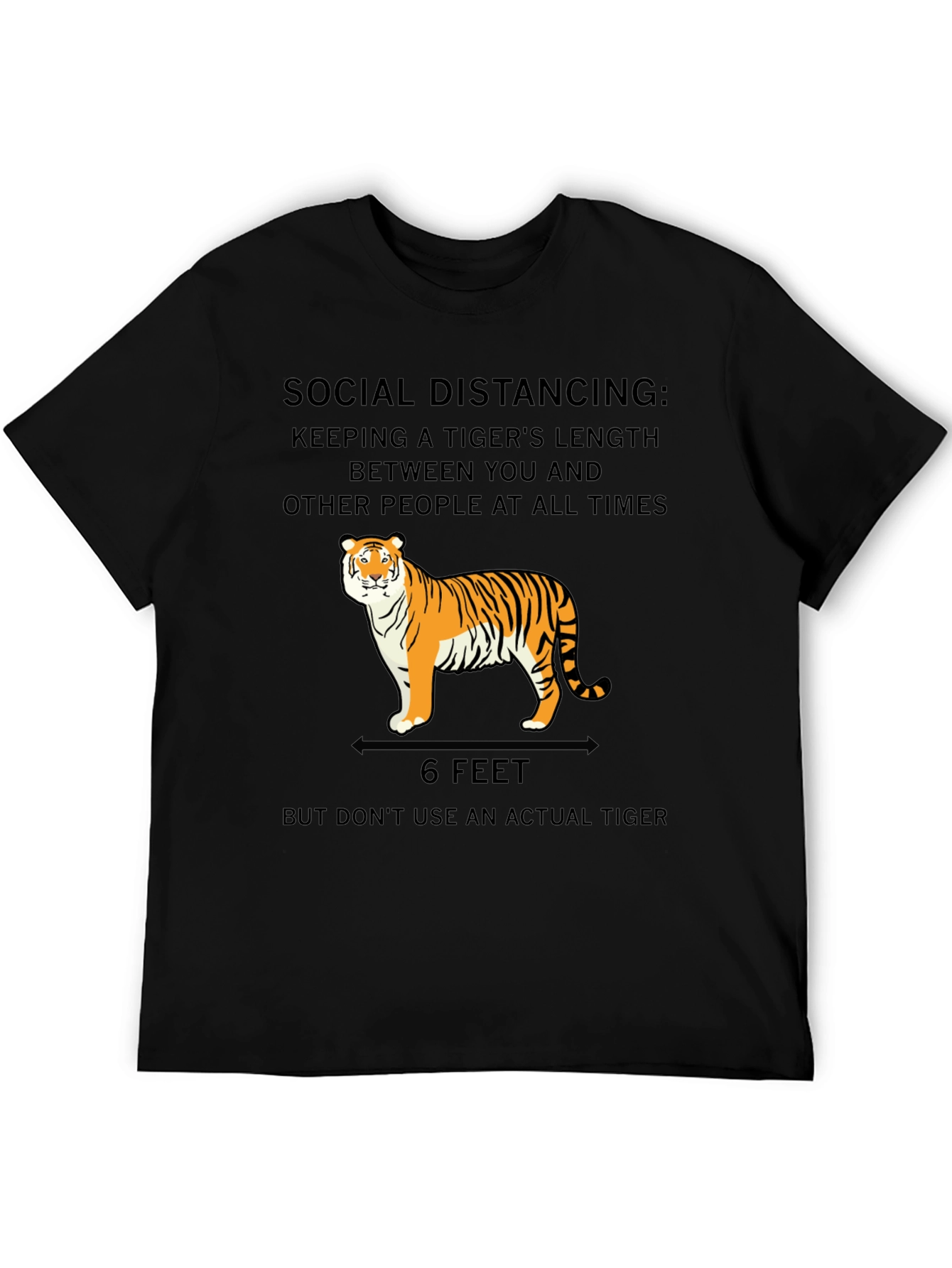 Black Social Distancing Tiger T-Shirt view 5