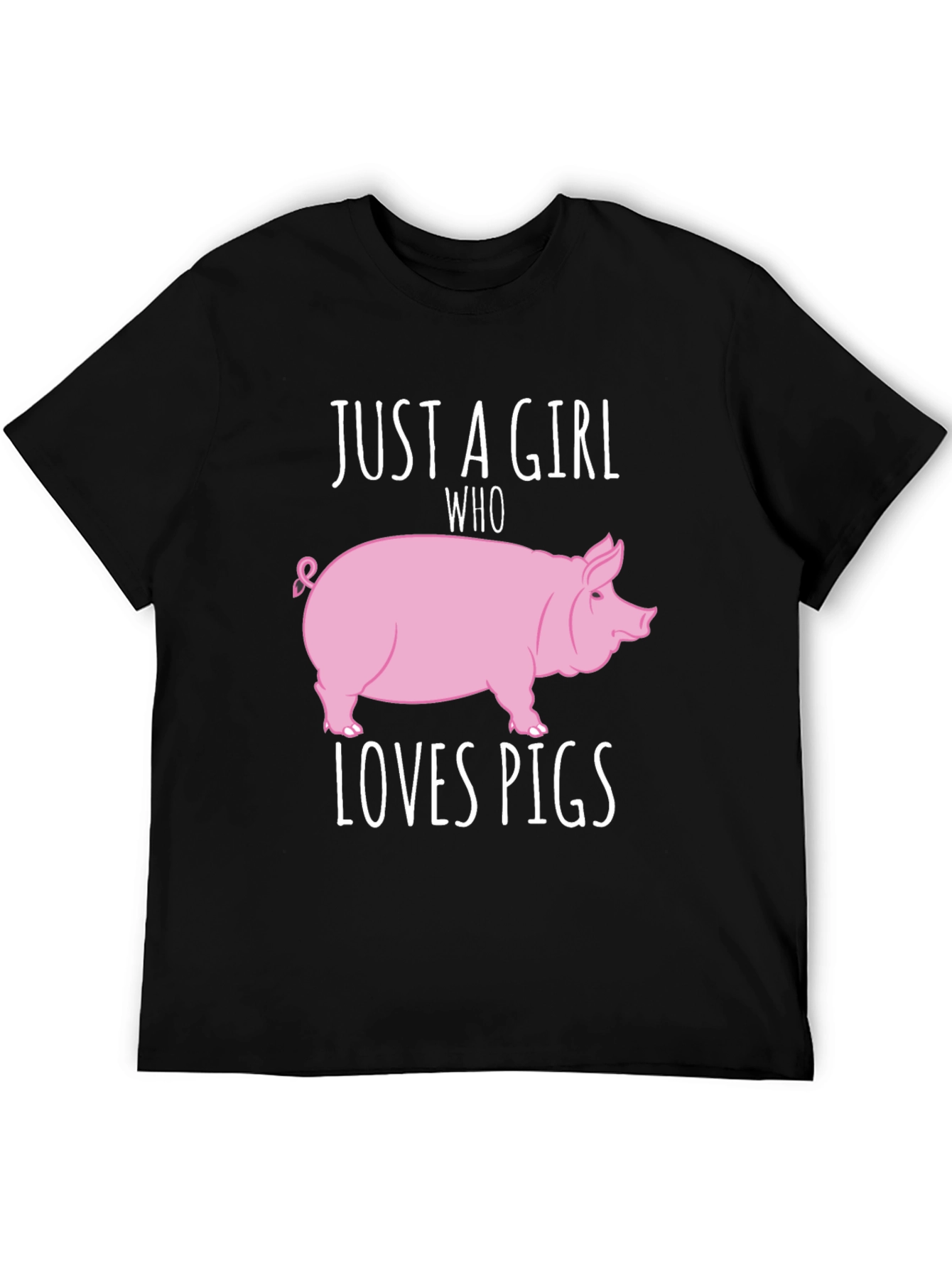 Black Just A Girl Who Loves Pigs T-Shirt view 5