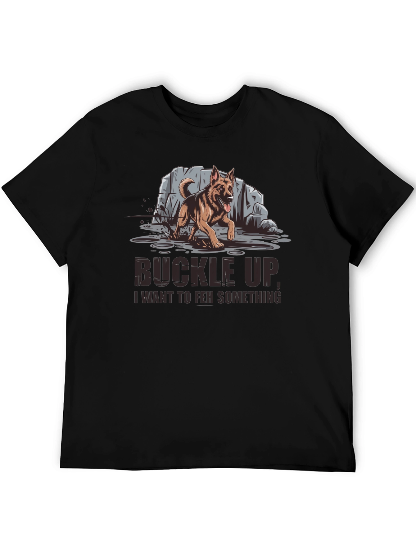 Black Buckle Up German Shepherd Graphic Tee view 5