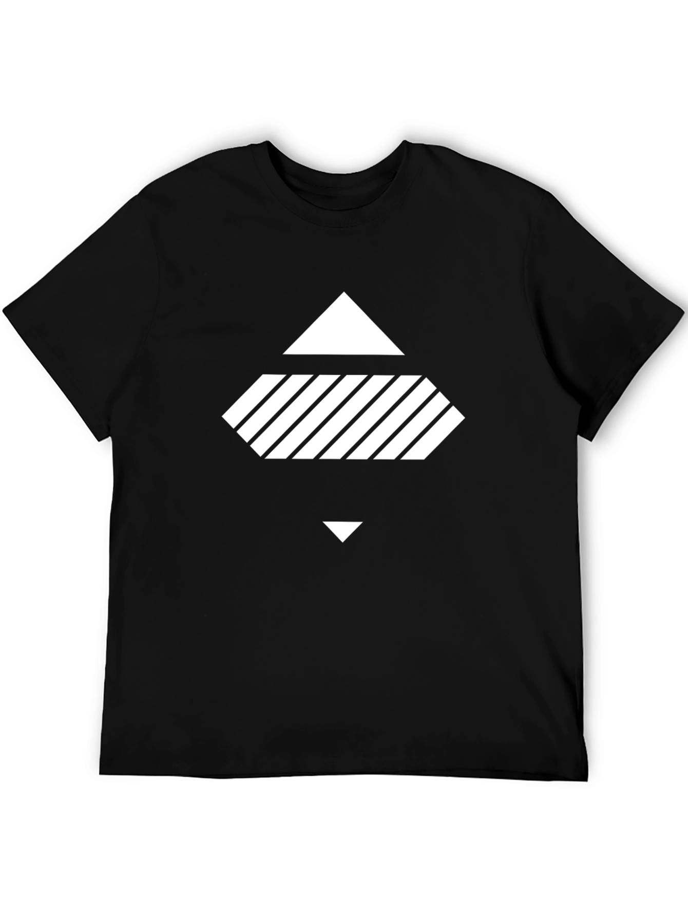 Black Geometric Graphic Black T-Shirt view 5