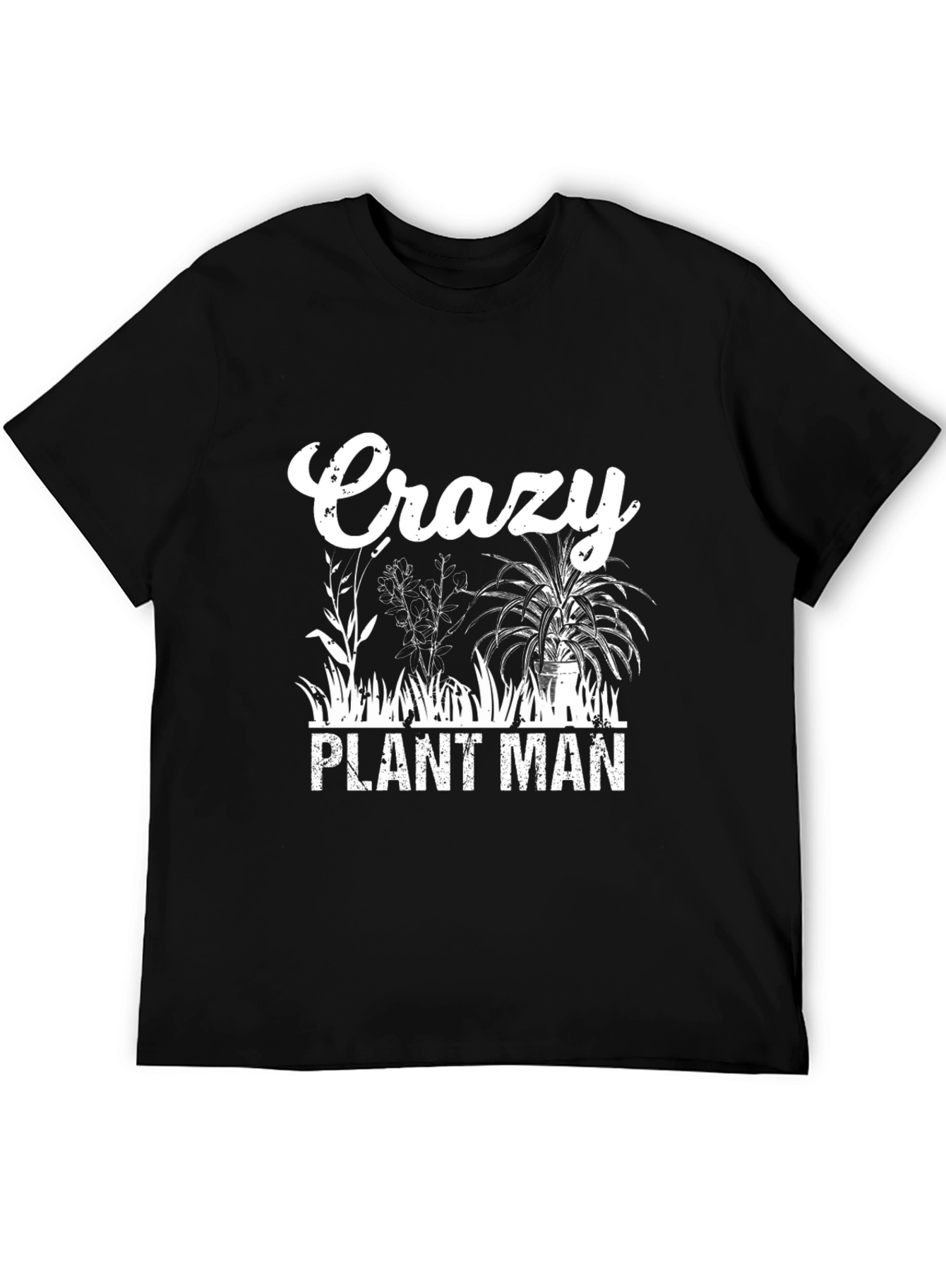 Black Crazy Plant Man Graphic Tee - Black view 5