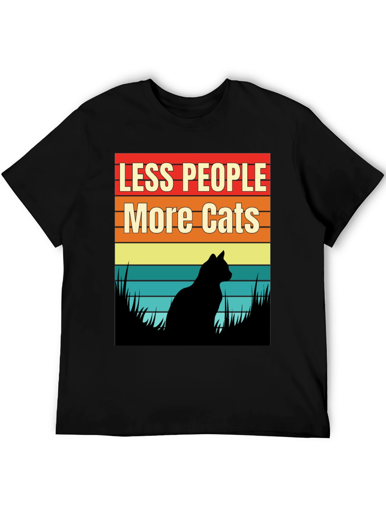 Black Less People More Cats Graphic T-Shirt view 5