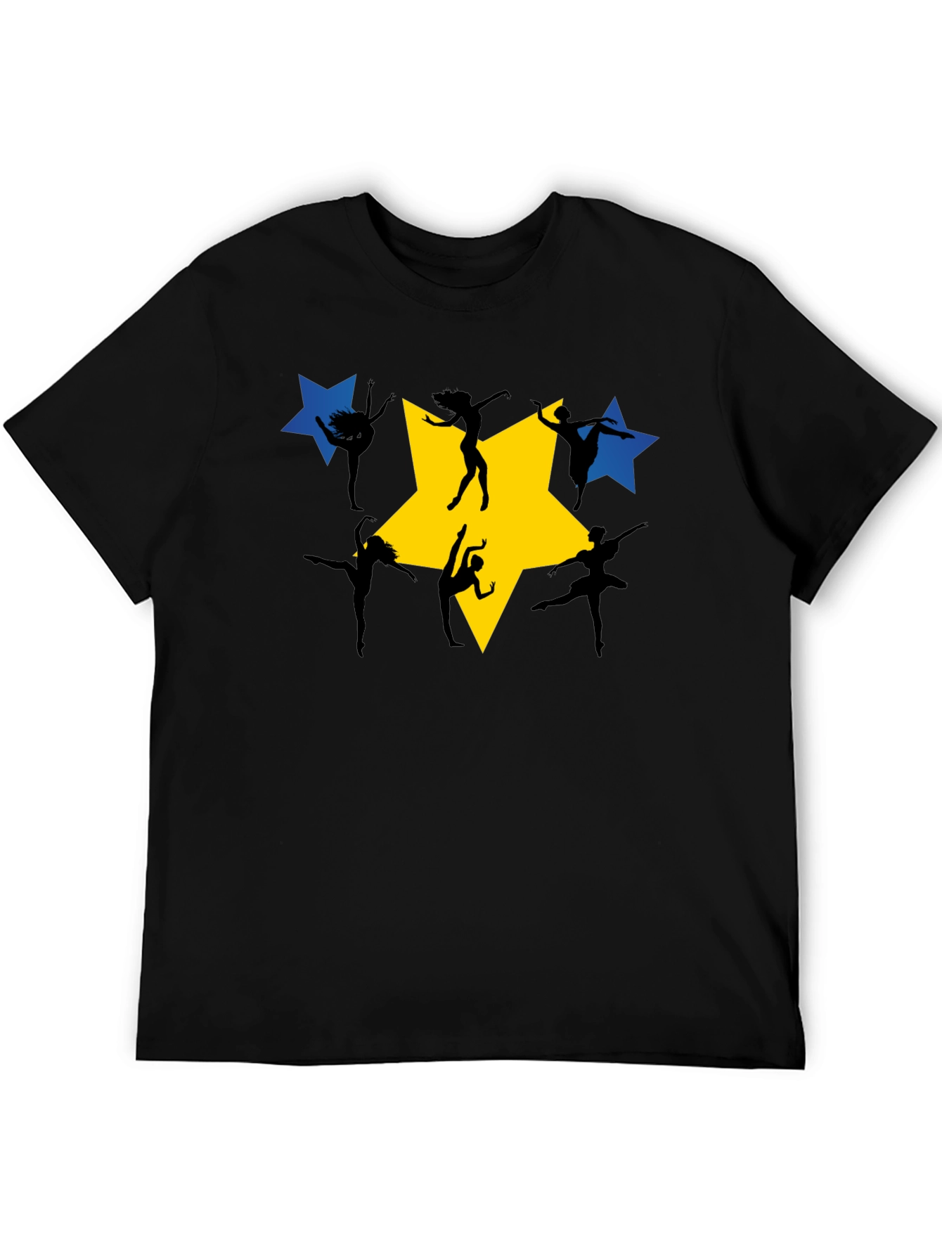 Black Dance Star Graphic Tee - Black Cotton T-Shirt view 5