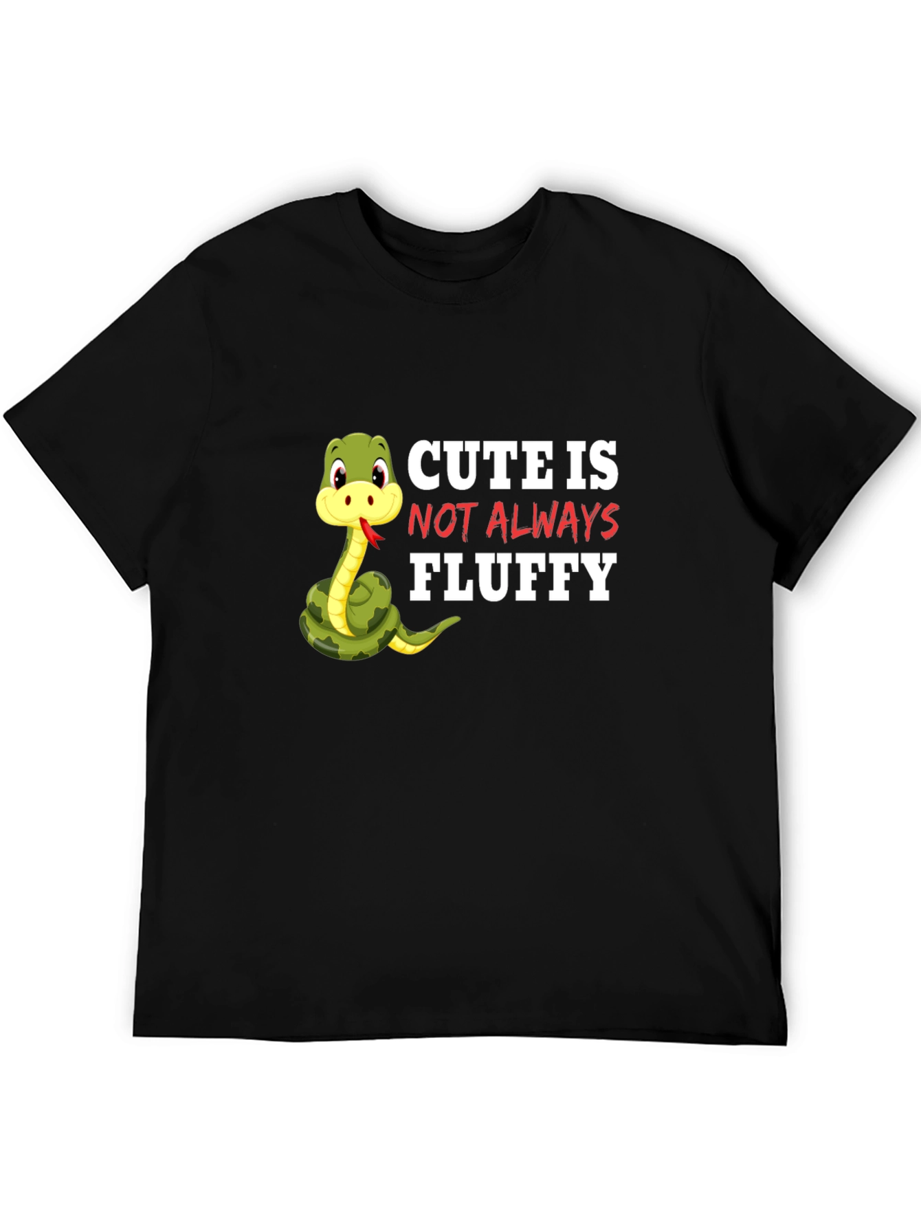 Black Cute Snake Graphic T-Shirt - Not Always Fluffy! view 5