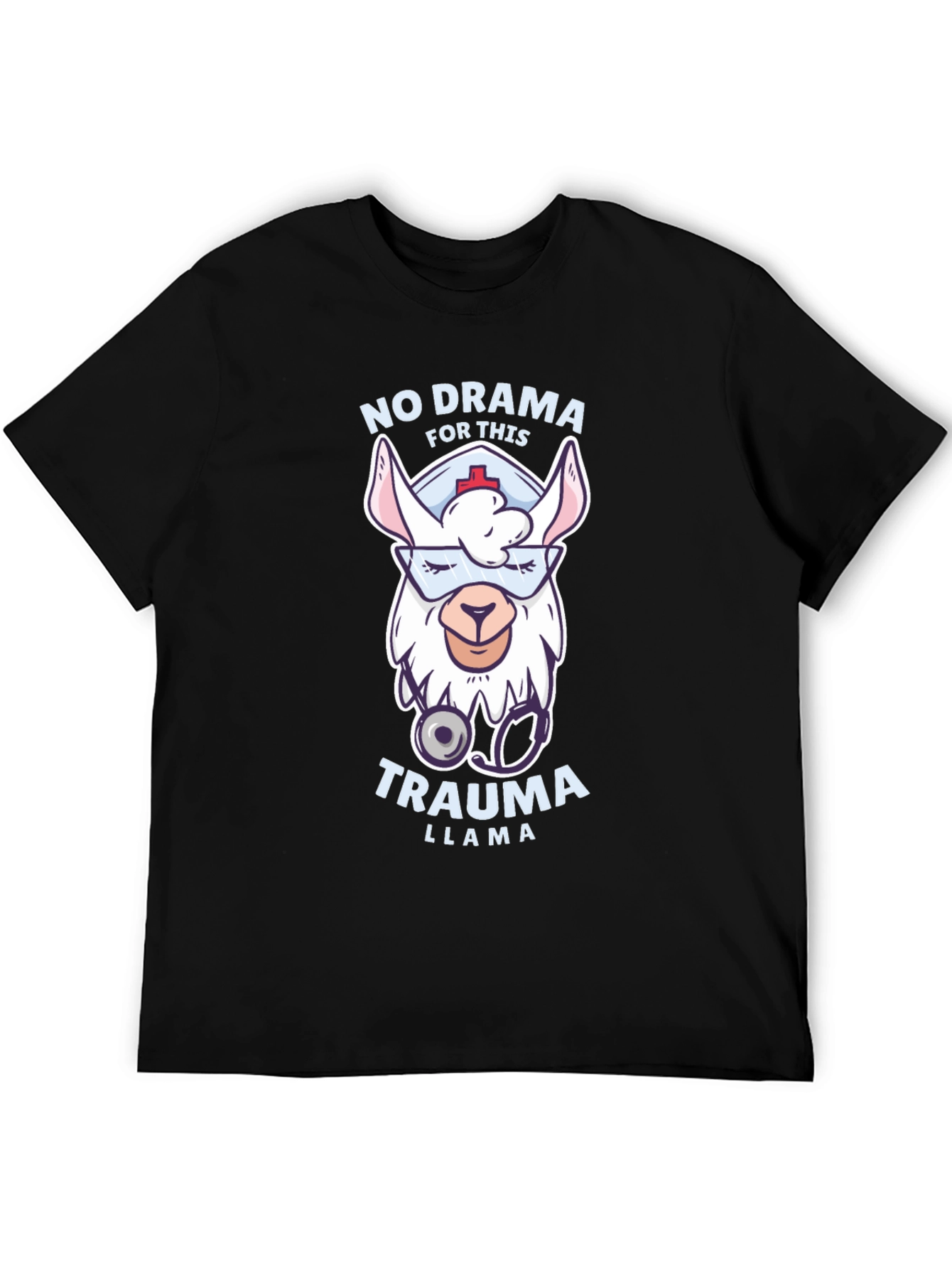 Black No Drama Trauma Llama T-Shirt view 5