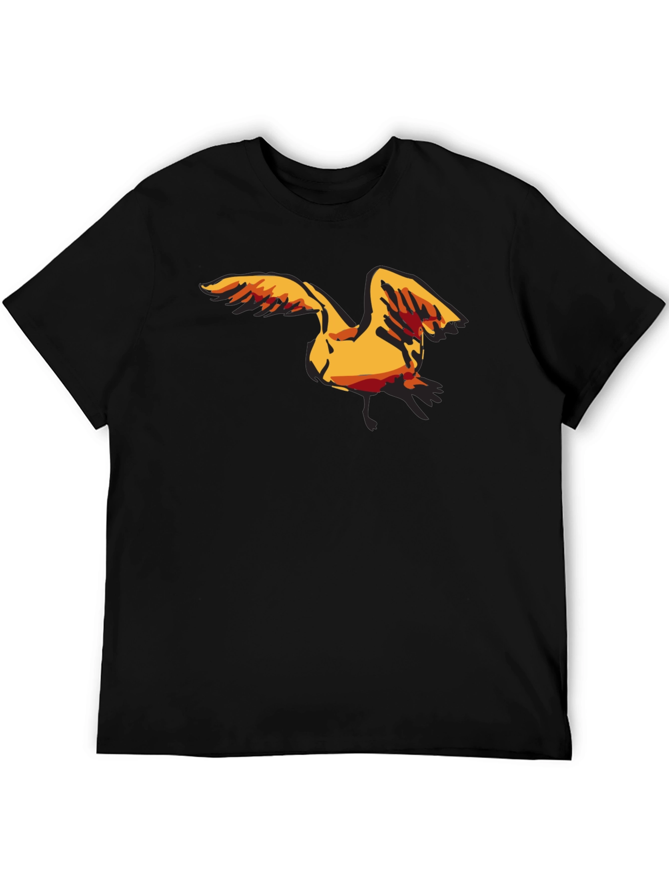Black Men's Black T-Shirt with Seagull Graphic view 5