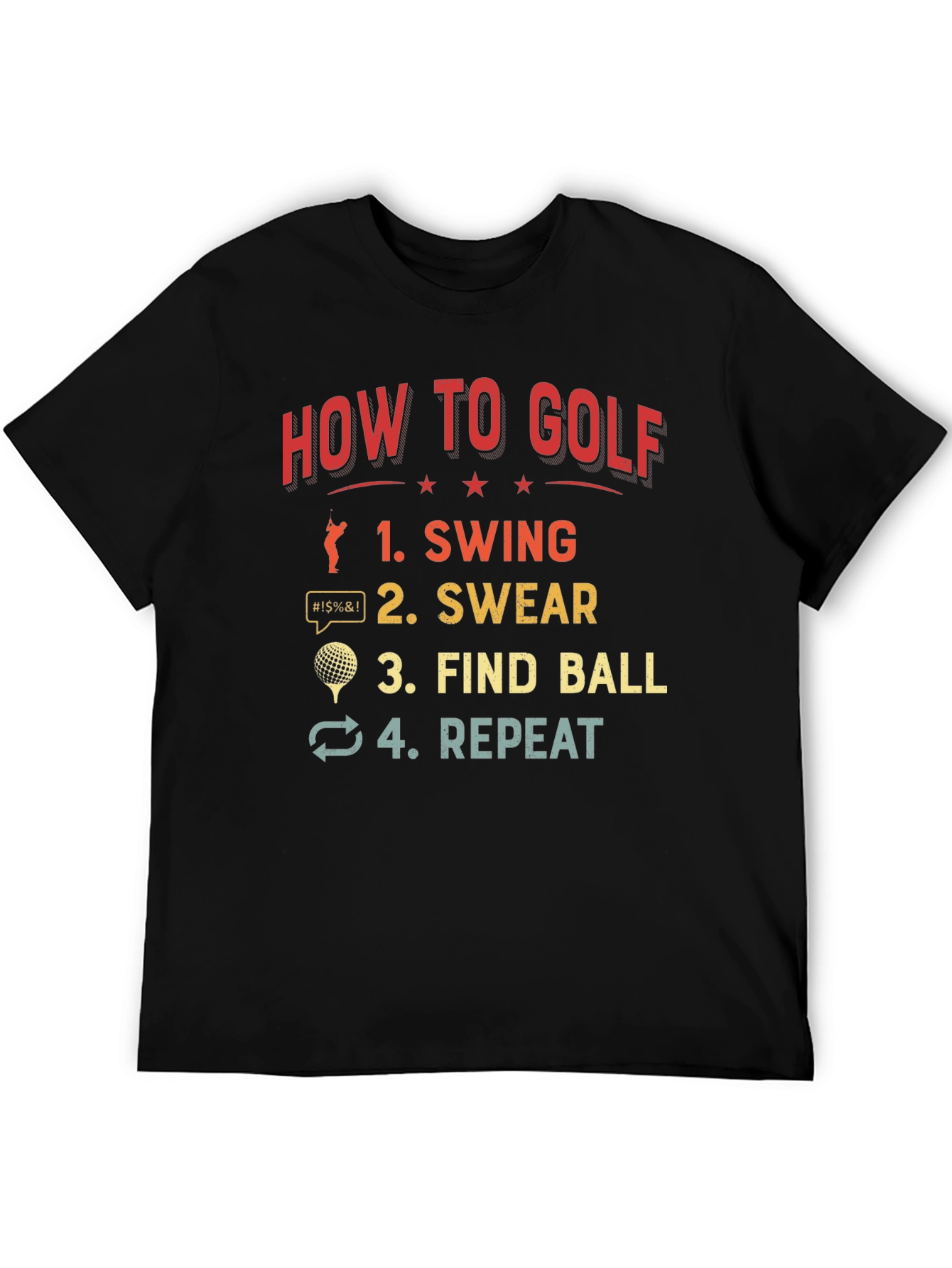 Black How to Golf T-Shirt Funny Golfing Gift view 5