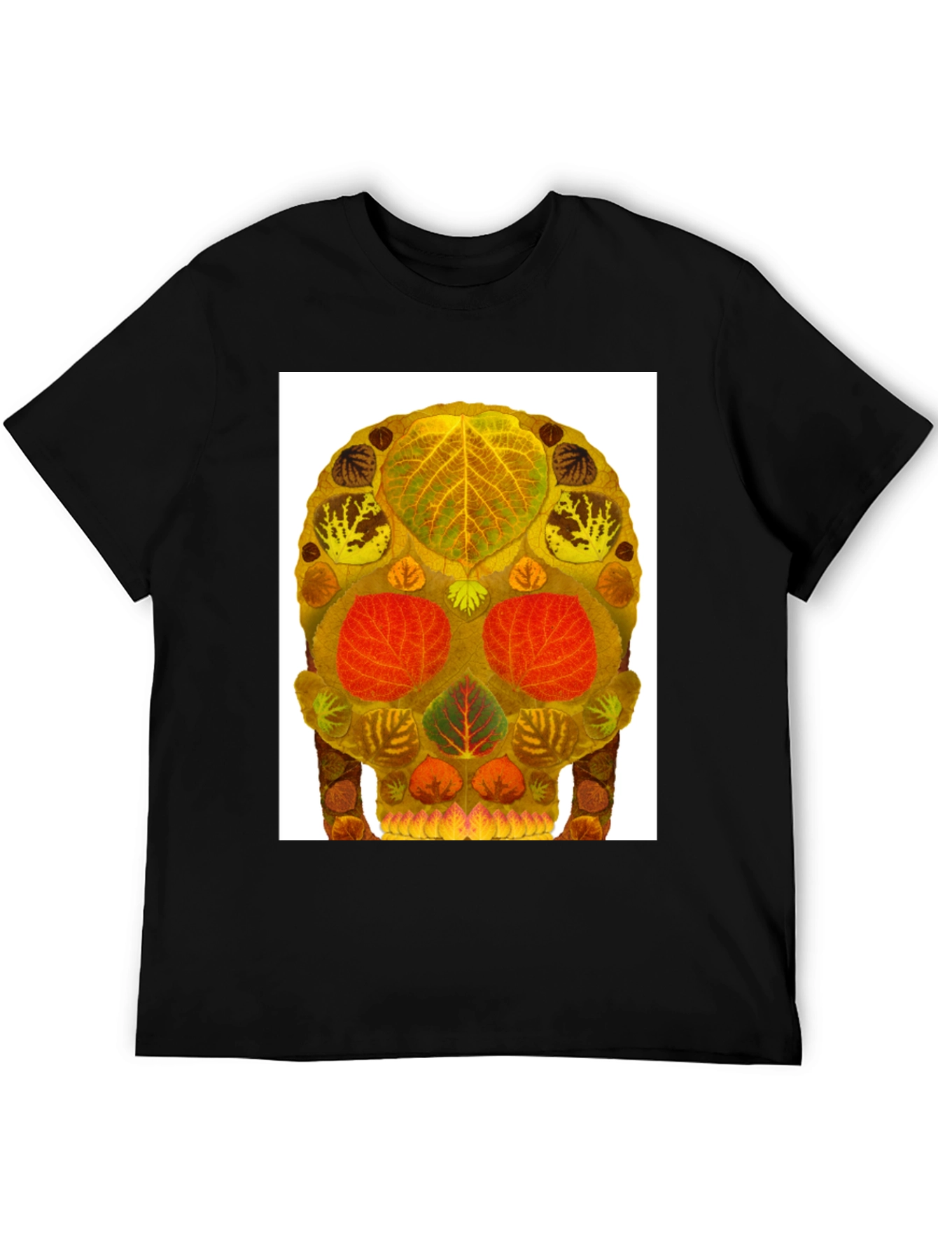 Black Leaf Skull Graphic Tee - Unique Nature Art T-Shirt view 5