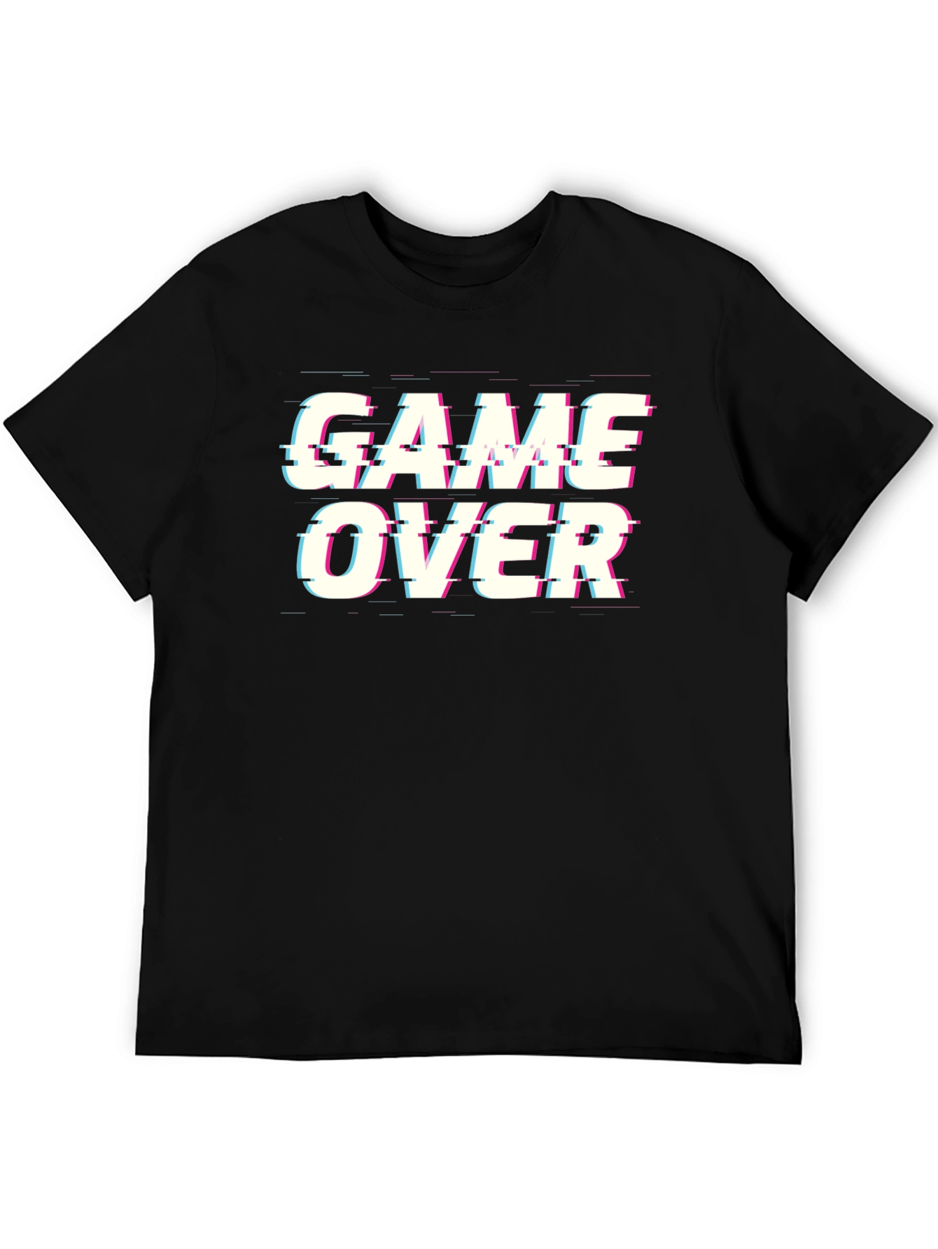 Black Game Over Glitch T-Shirt - Black Cotton Gamer Tee view 5
