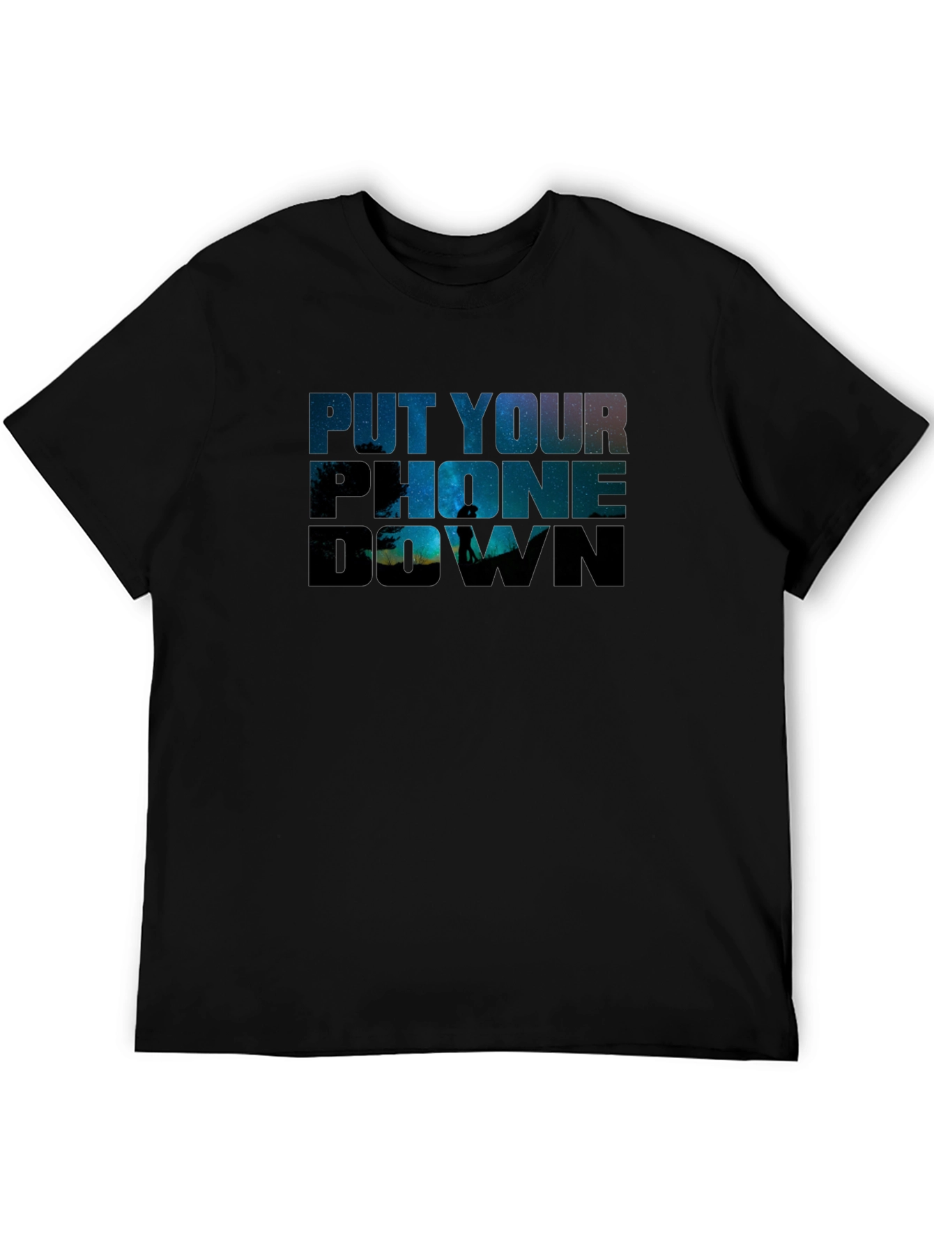 Black Put Your Phone Down Graphic T-Shirt view 5