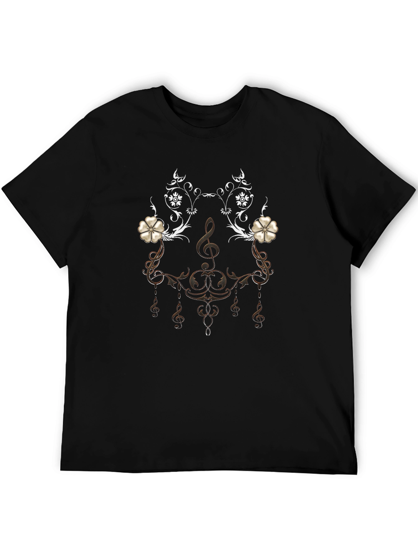 Black Musical Note Floral T-Shirt view 5