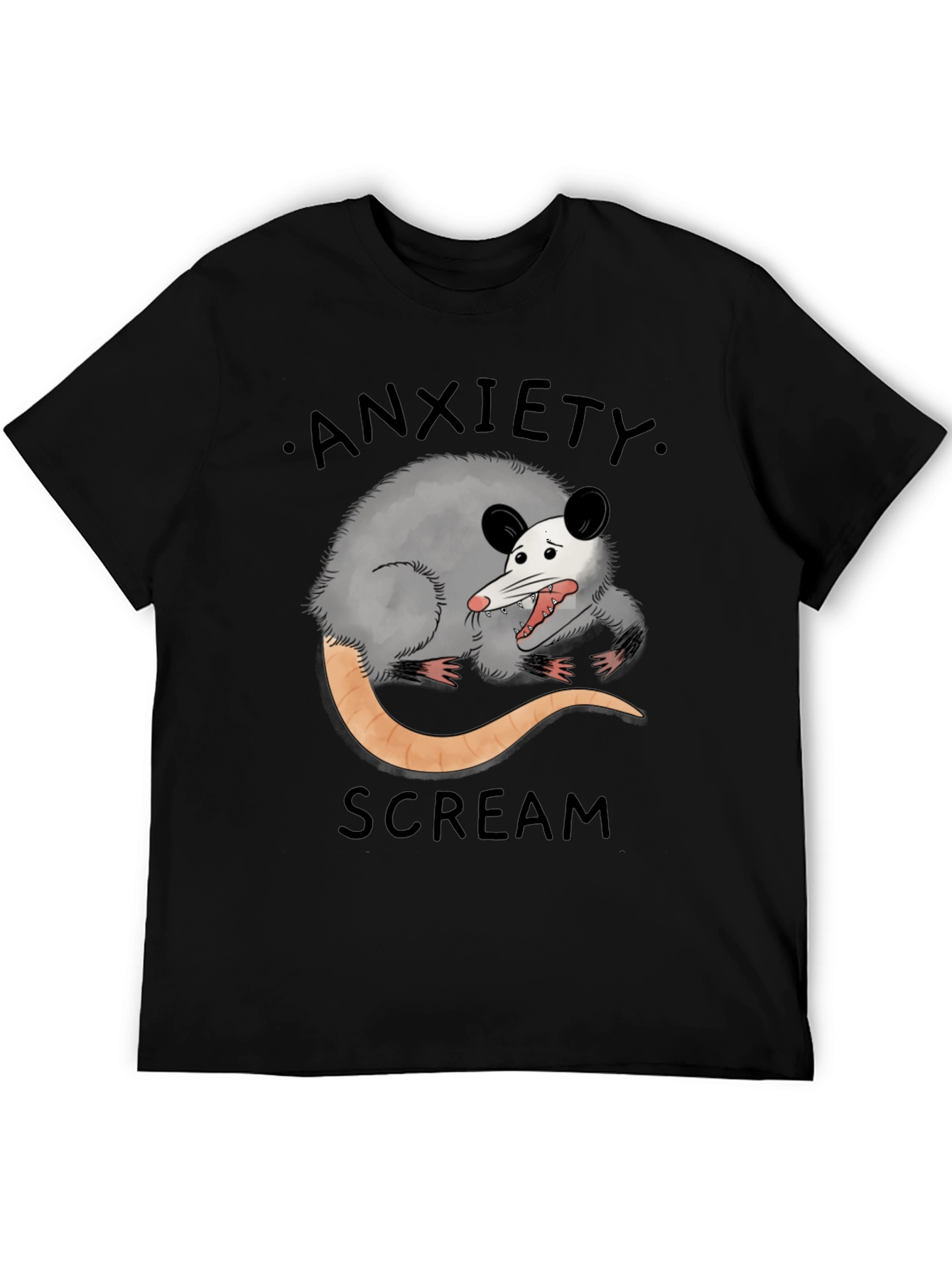Black Anxiety Scream Opossum Graphic Tee view 5