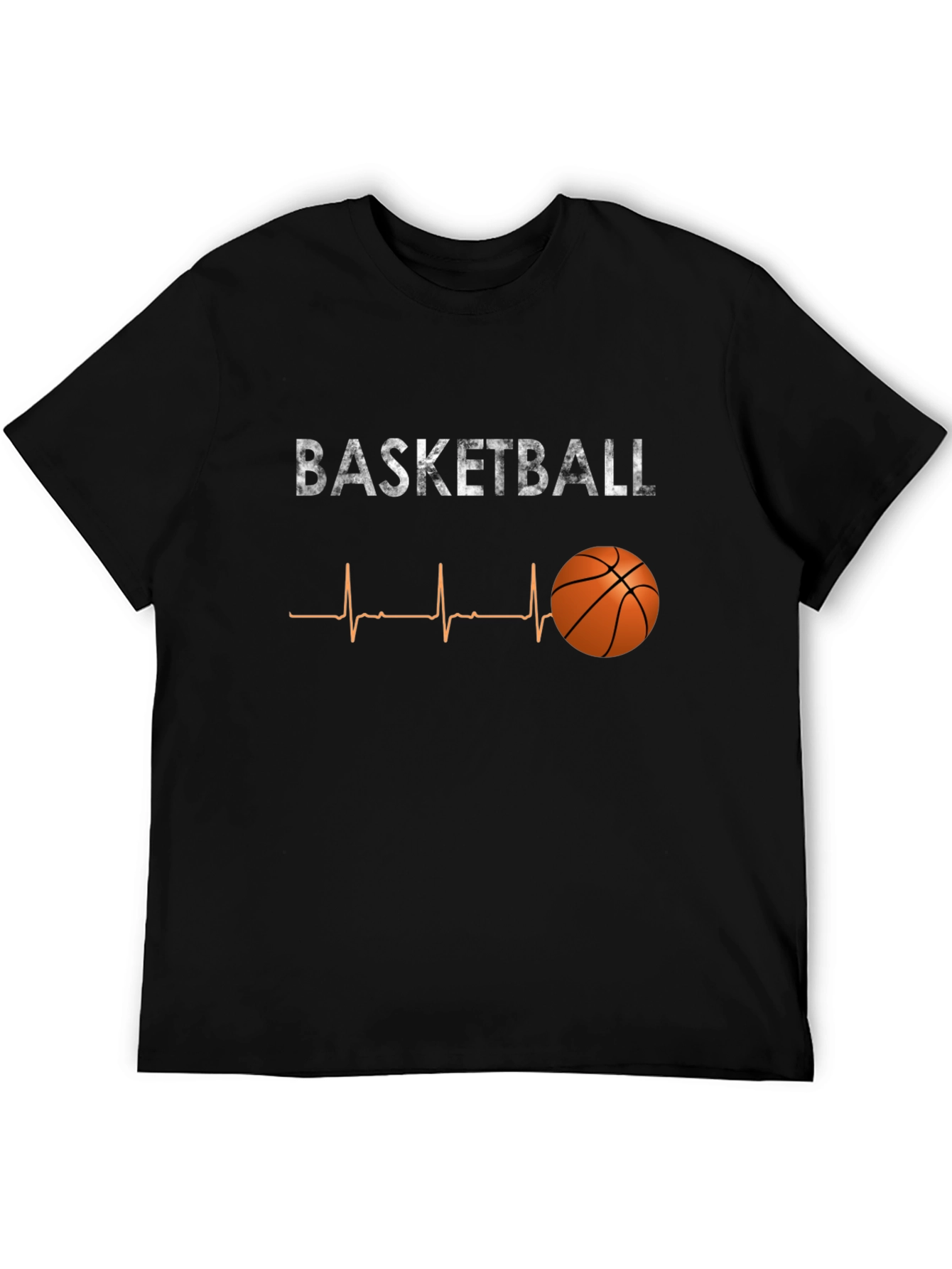 Black Basketball Heartbeat T-Shirt - Black Graphic Tee view 5