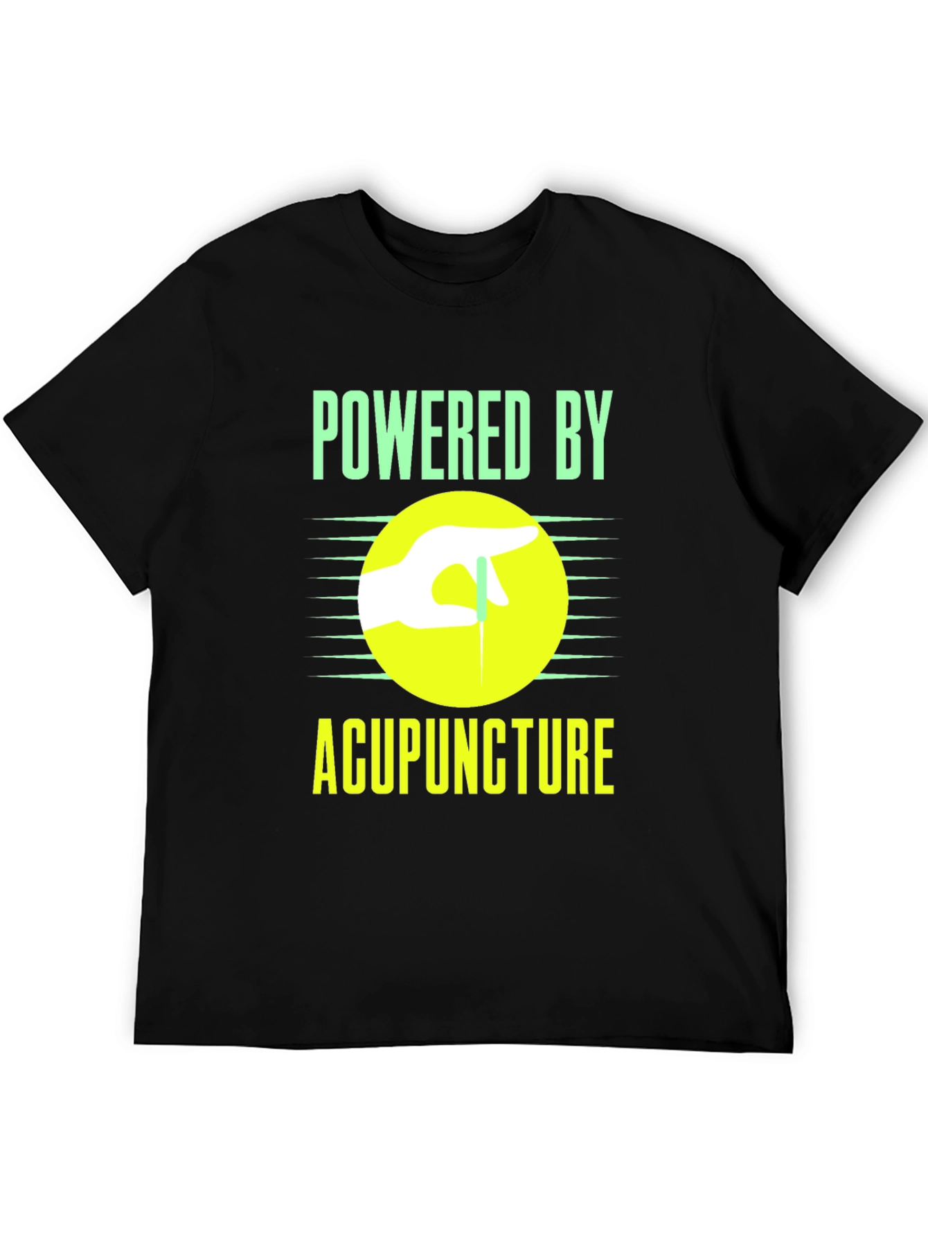 Black Powered By Acupuncture Graphic T-Shirt view 5
