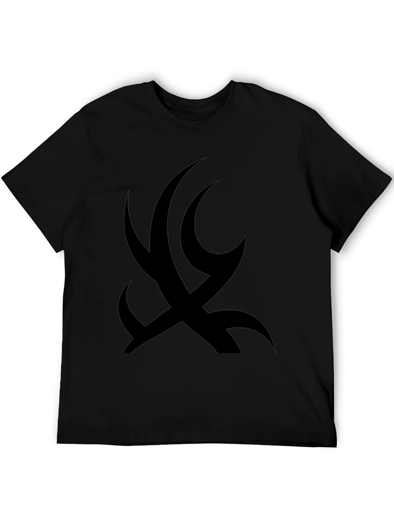 Black Men's Black Tee with Tribal Design view 5
