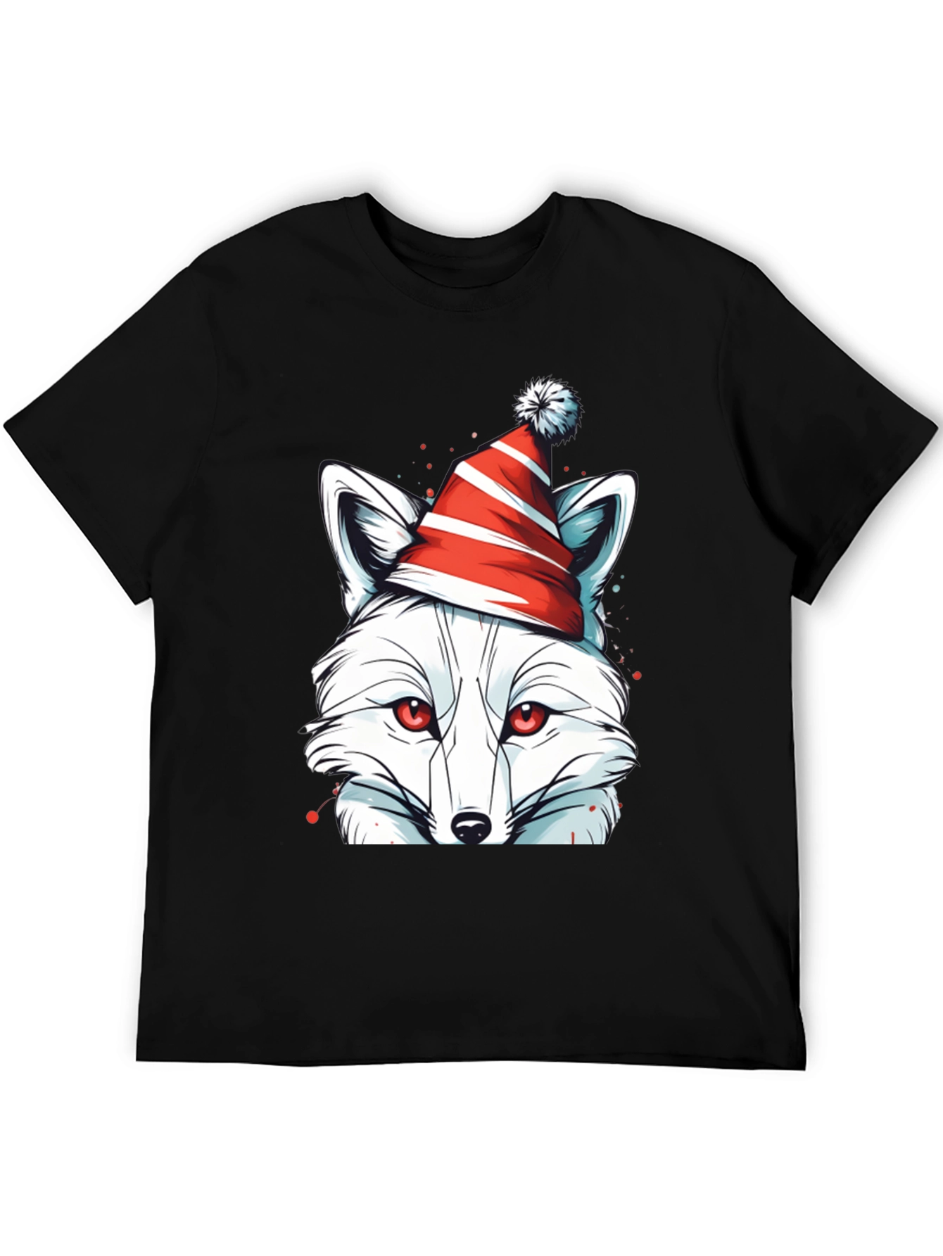 Black Festive Fox Tee - Holiday Graphic Shirt view 5