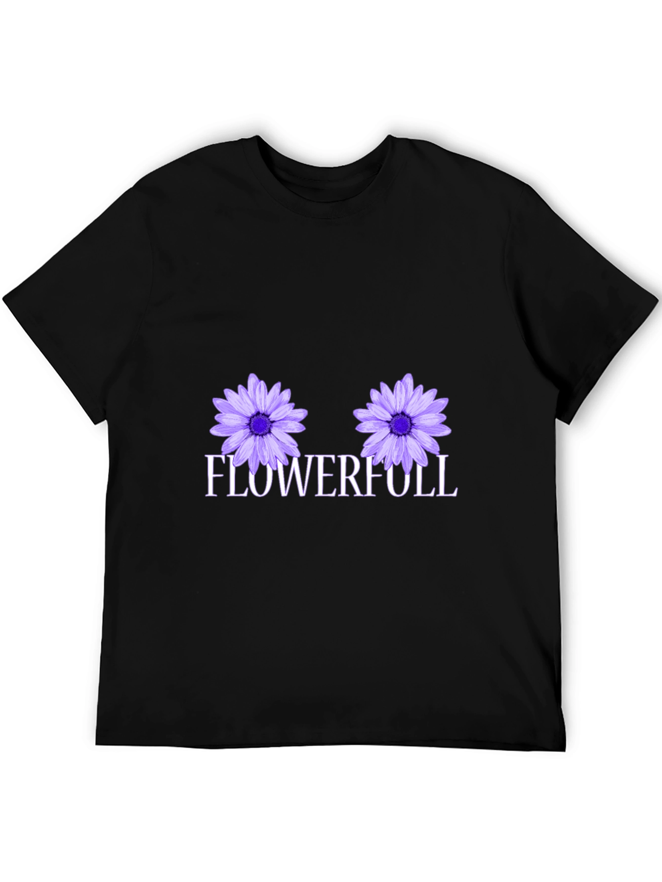 Black Flowerfull Graphic Tee - Black Cotton T-Shirt view 5