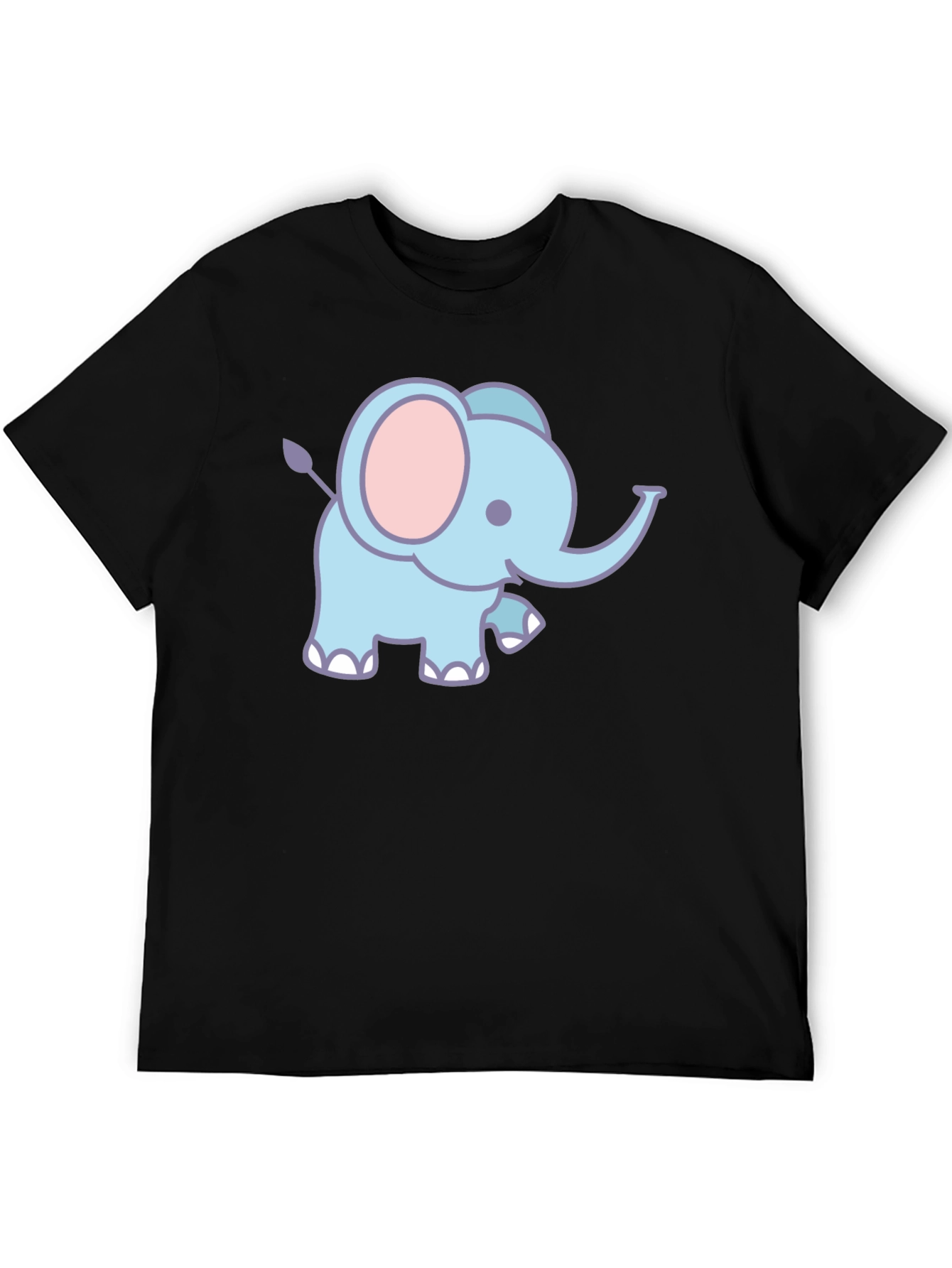 Black Cute Elephant Graphic T-Shirt - Black view 5