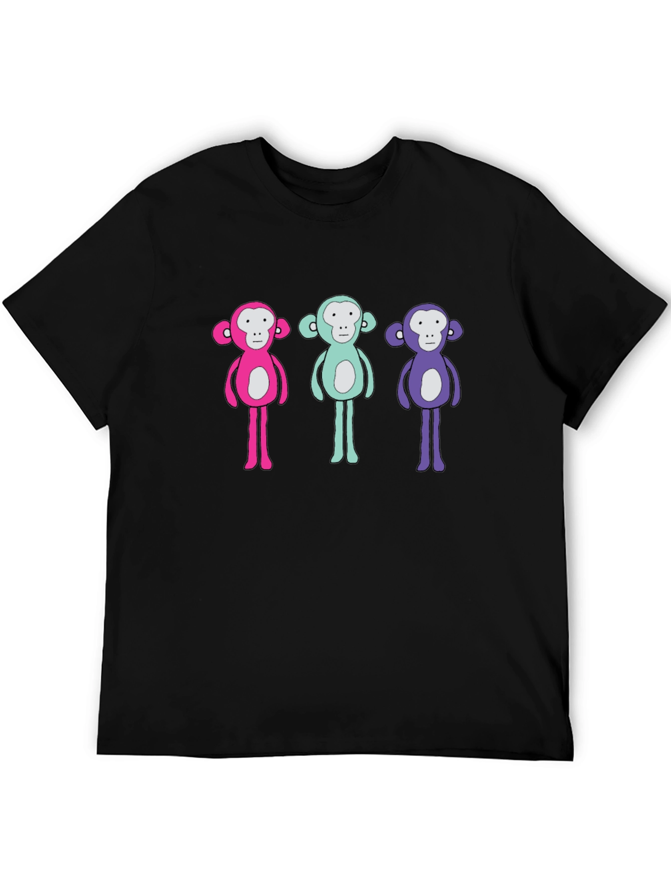 Black Monkey Trio T-Shirt - Quirky Graphic Tee view 5