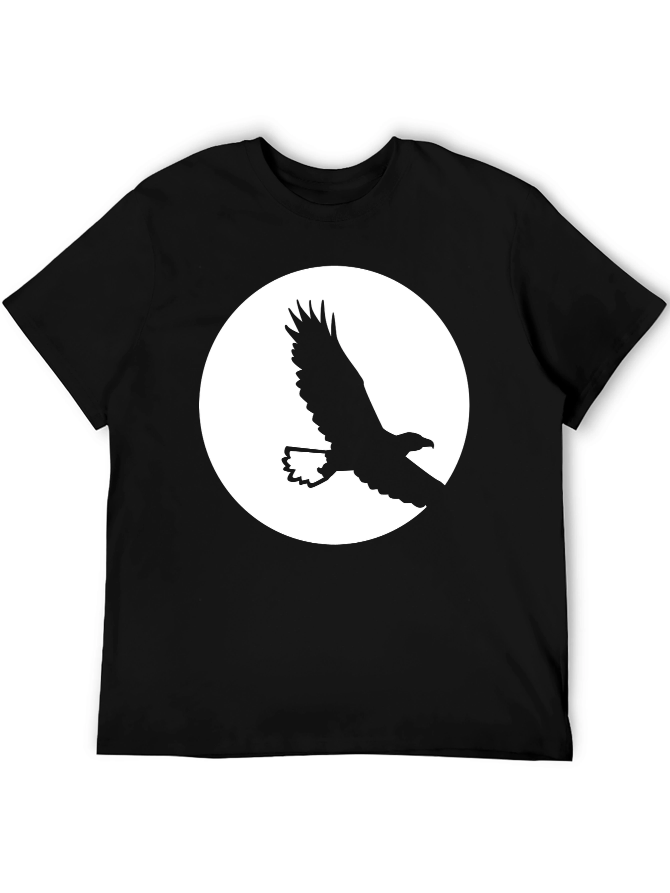 Black Eagle Silhouette Graphic Tee - Black Cotton T-Shirt view 5