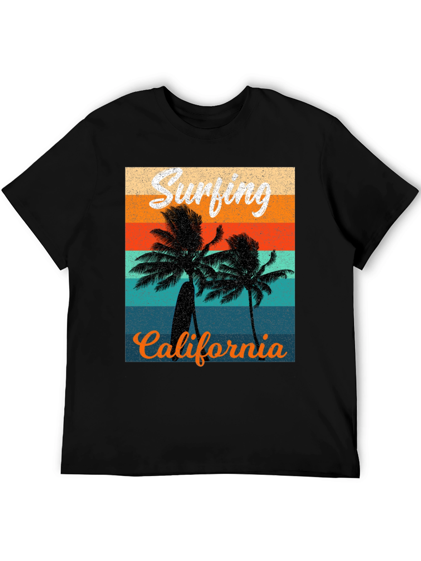 Black Retro Surfing California Graphic Tee view 5