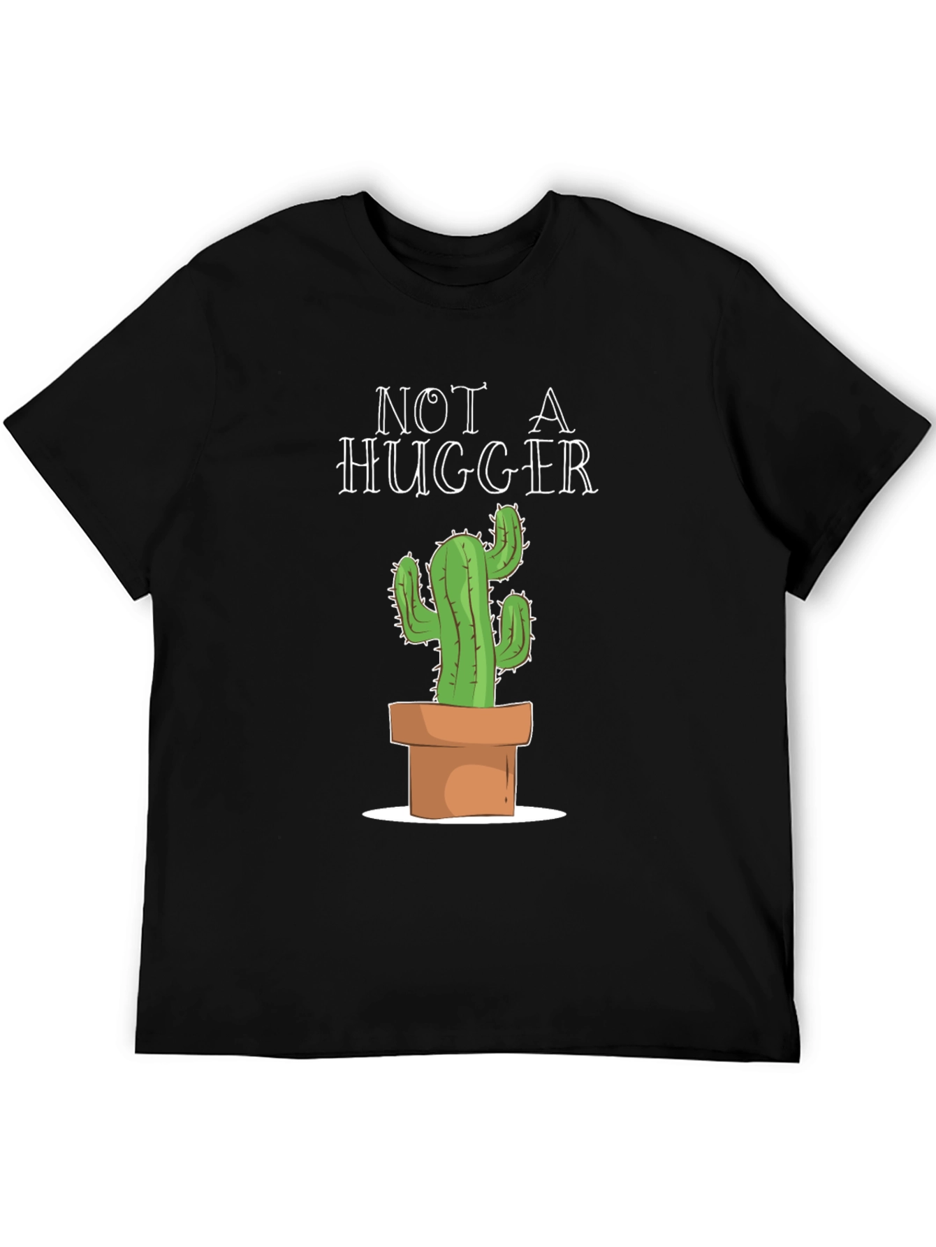 Black Not A Hugger Cactus Graphic T-Shirt view 5