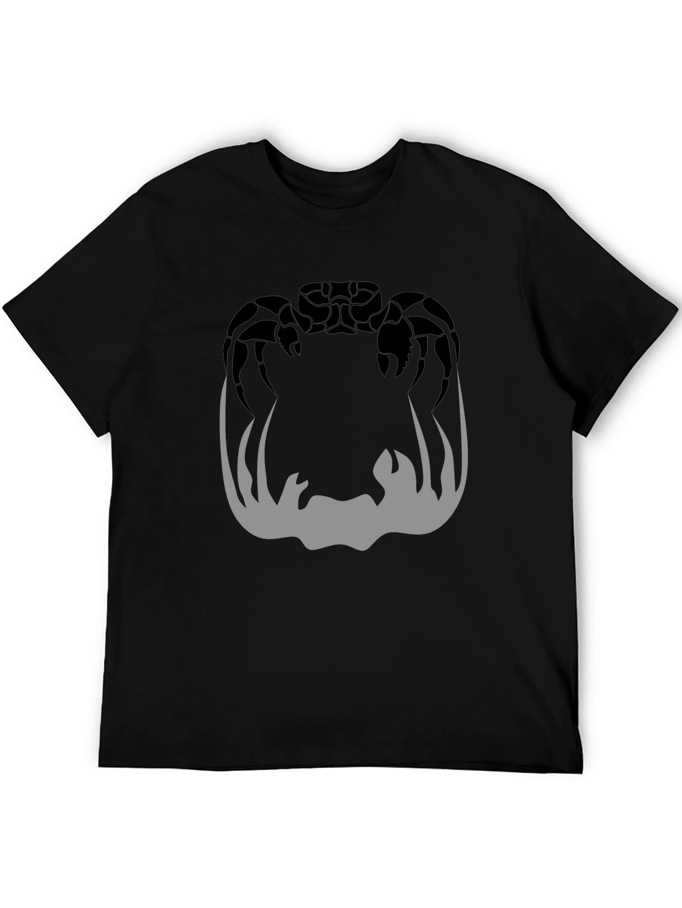 Black Crab Silhouette Graphic Print Men's Black T-Shirt view 5