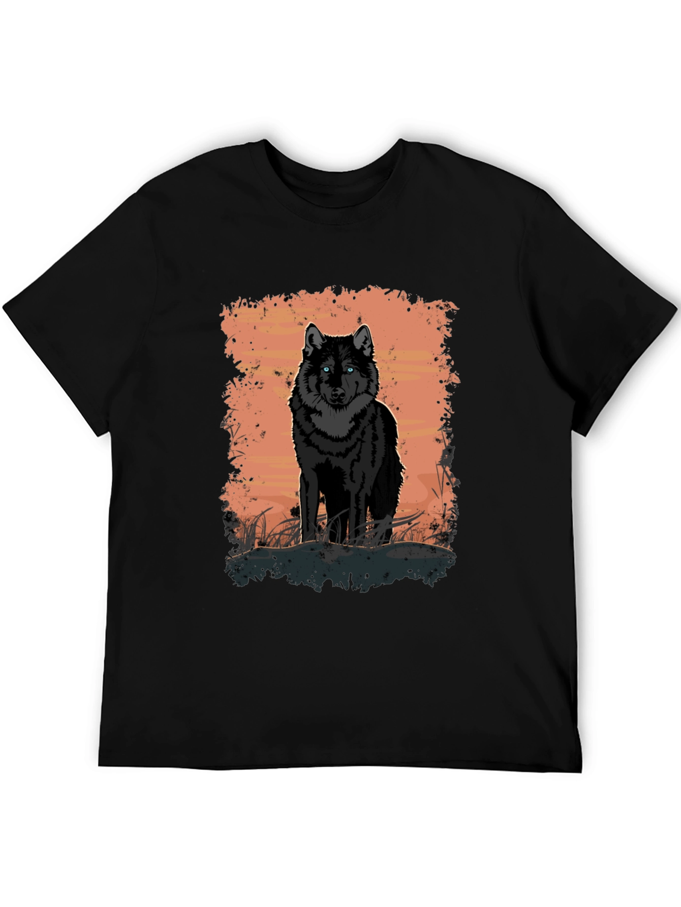 Black Wolf Graphic Print Black T-Shirt view 5