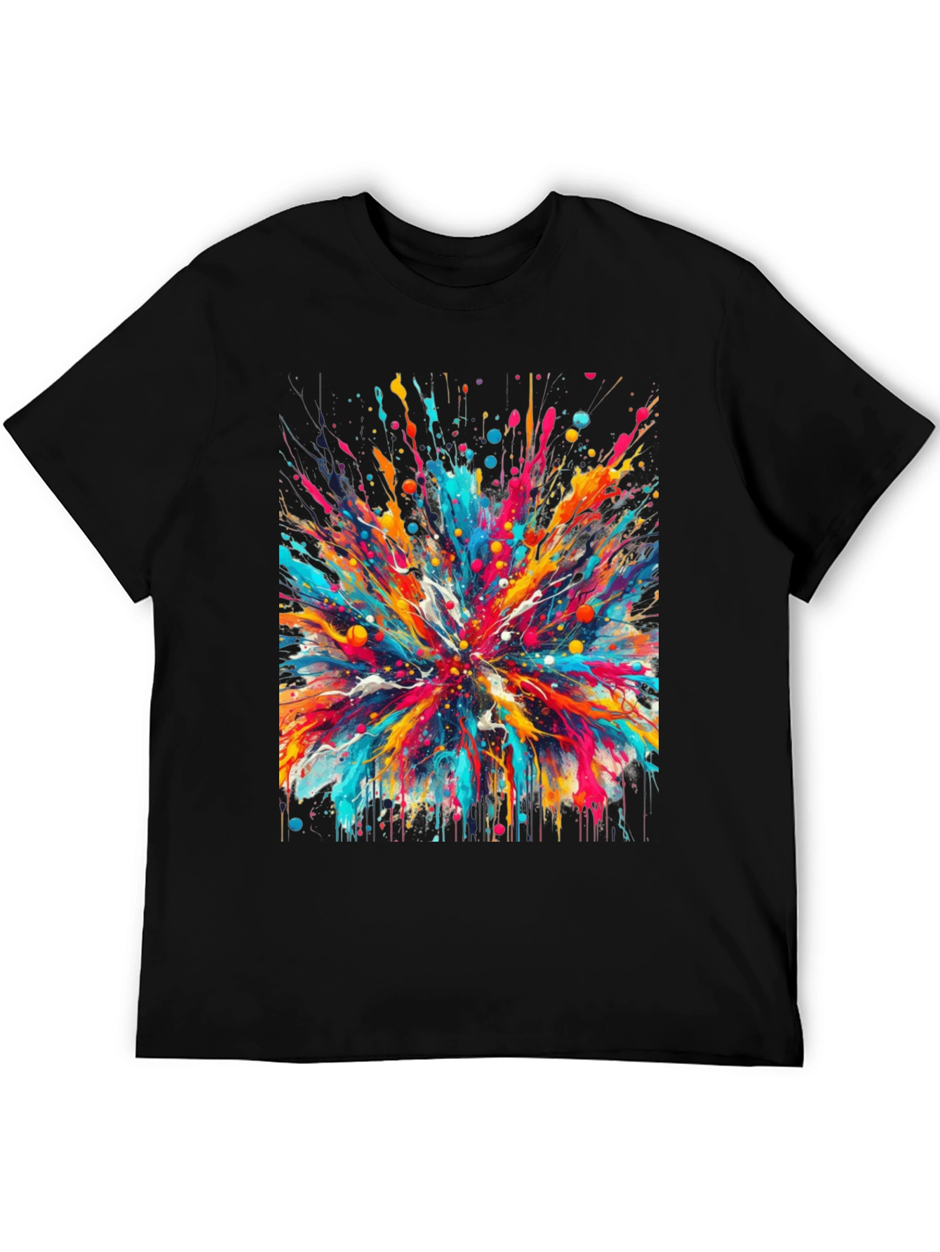 Black Colorful Splatter T-Shirt - Unique Artistic Design view 5