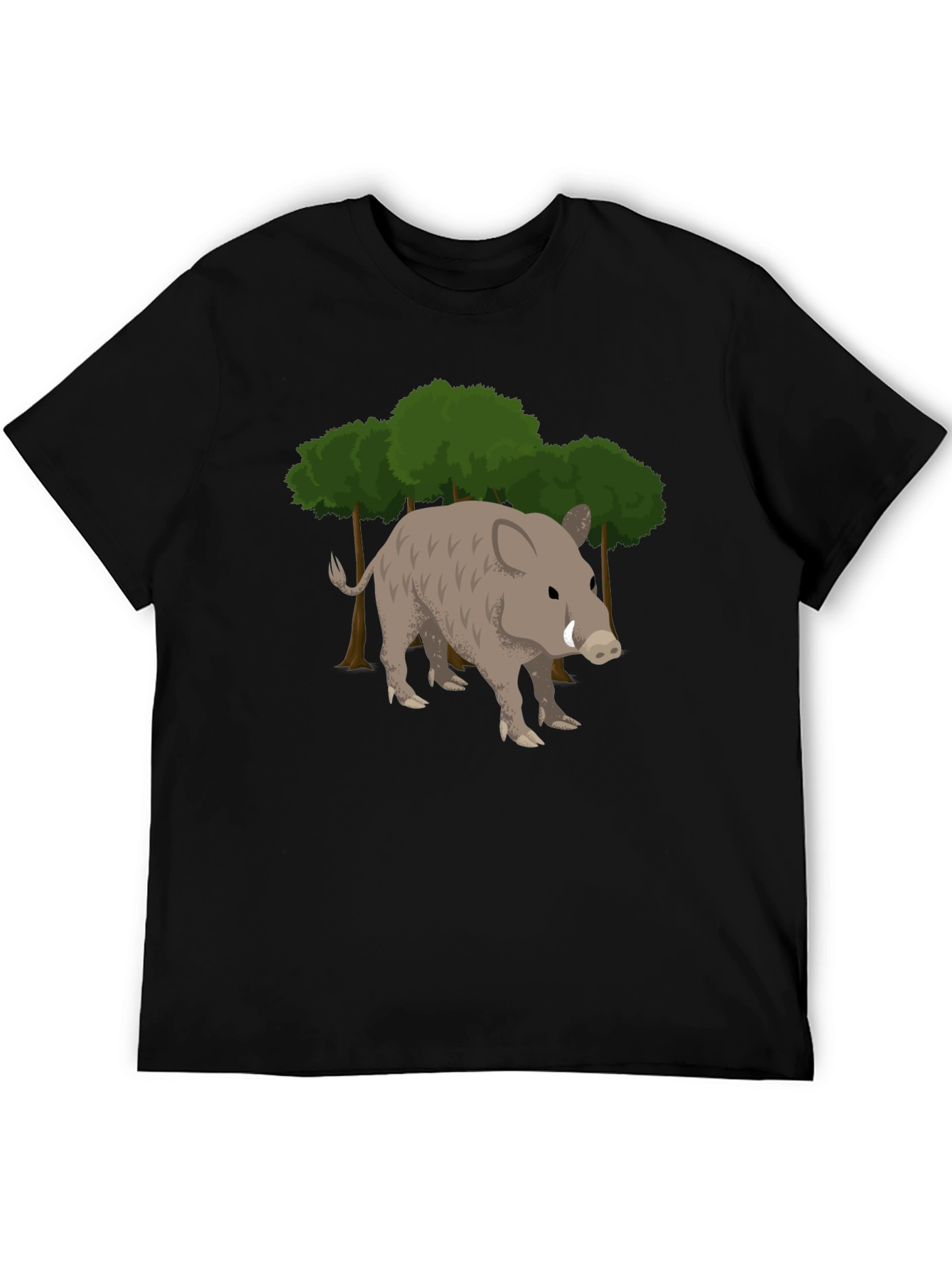 Black Wild Boar Graphic Tee - Black Cotton T-Shirt view 5