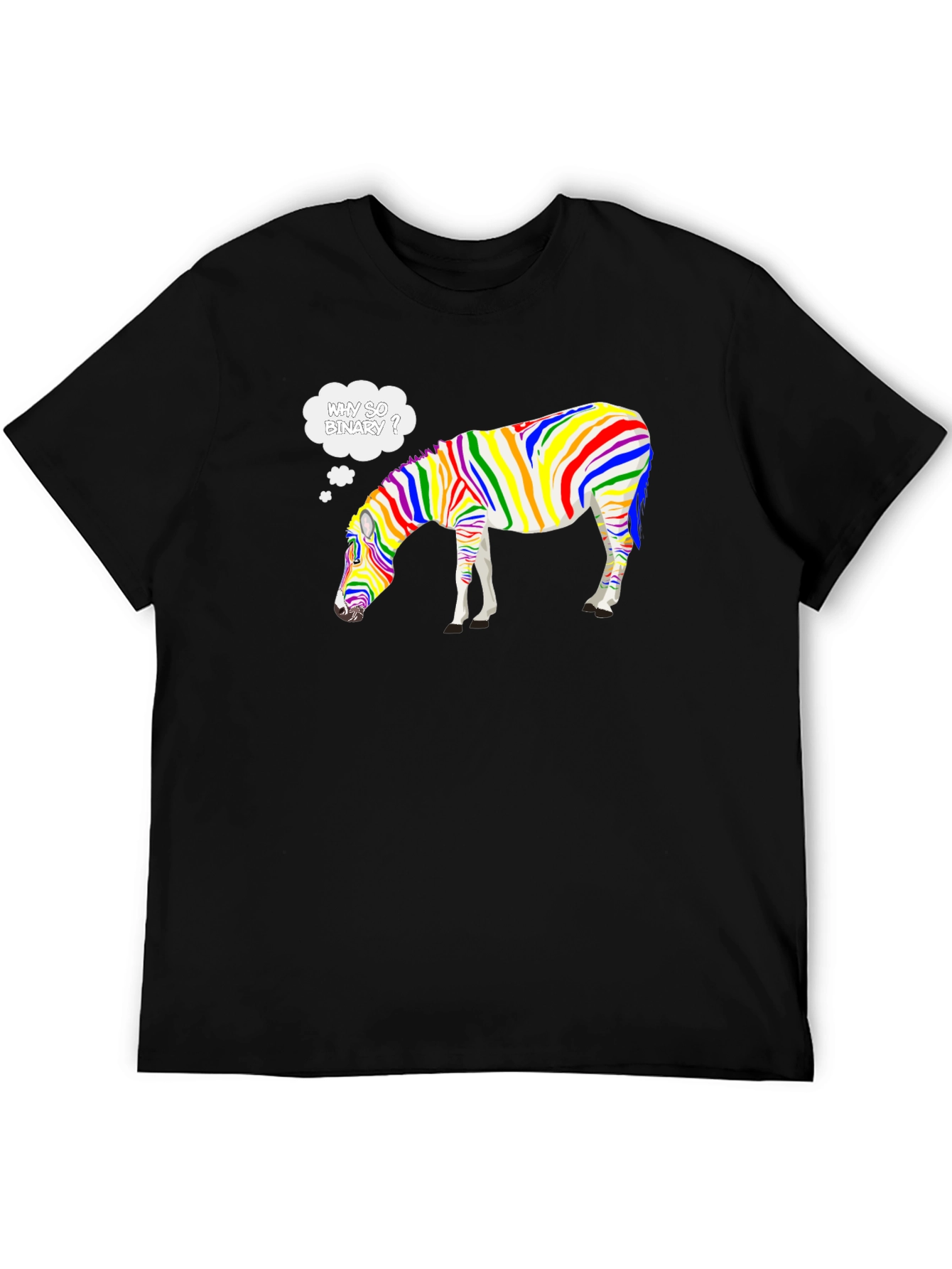 Black Why So Binary Zebra T-Shirt - Rainbow Pride Tee view 5