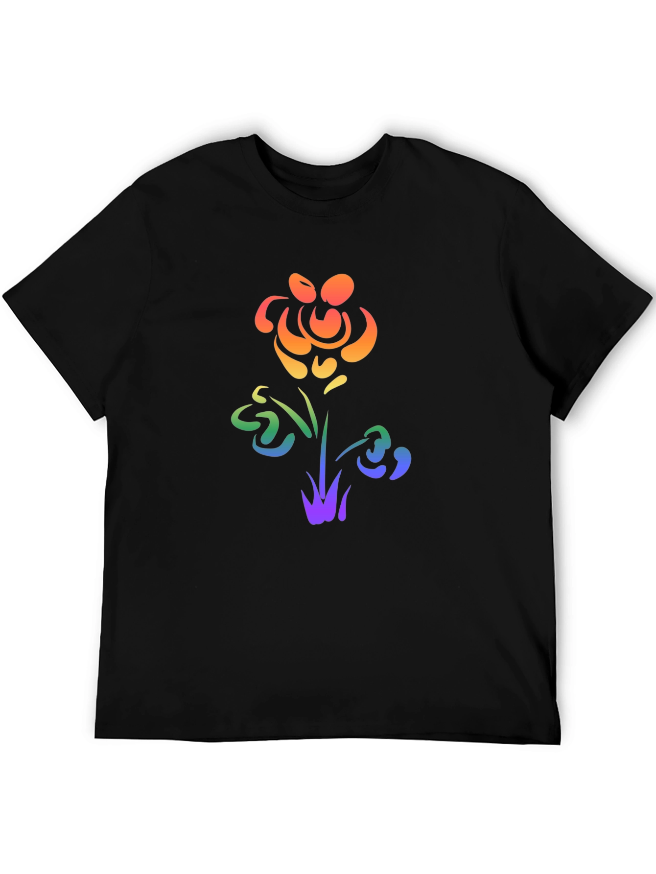 Black Rainbow Flower Graphic Tee - Pride Apparel view 5