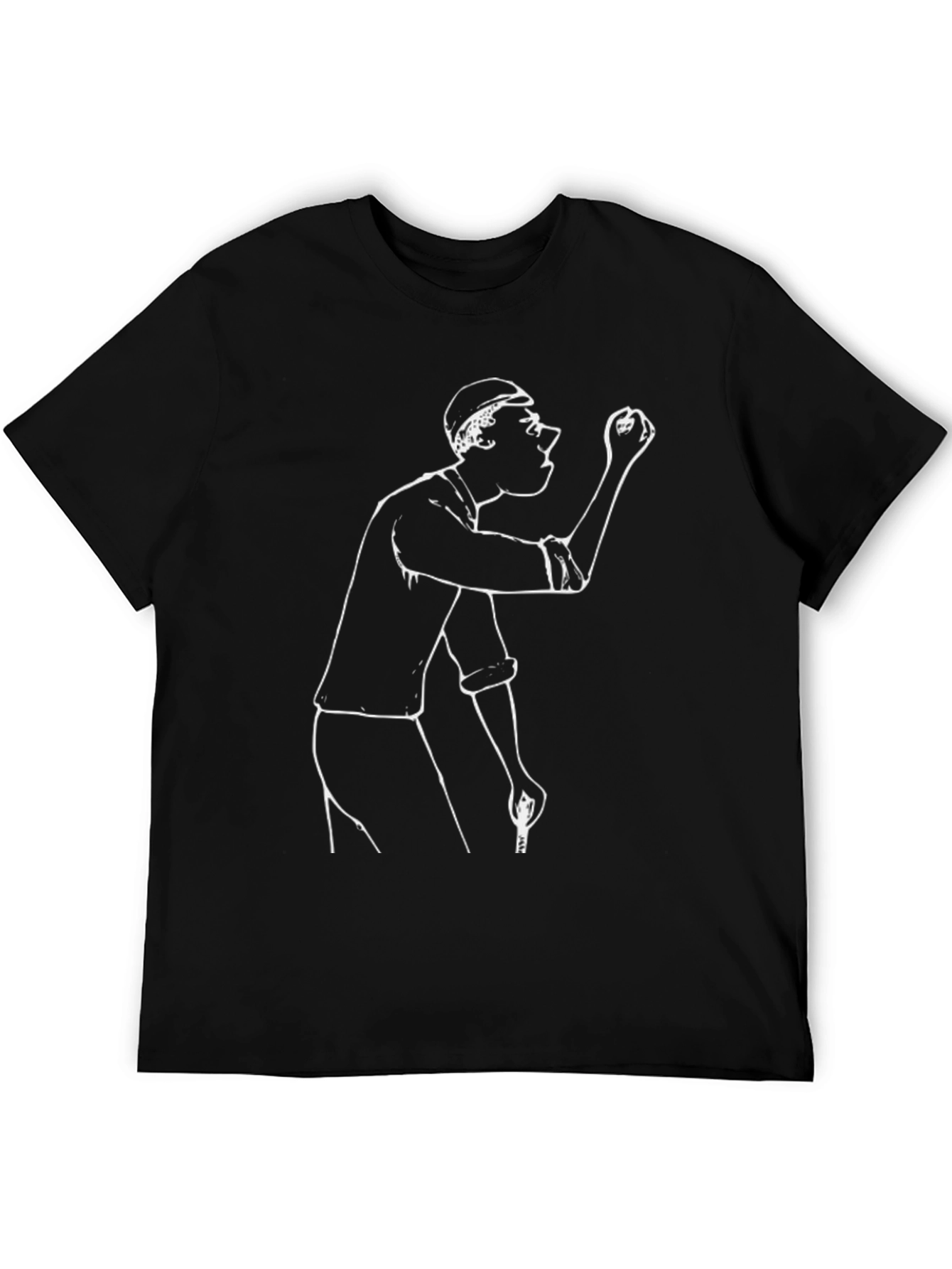 Black Funny Graphic Tee - Cartoon Man Sketch Black T-Shirt view 5